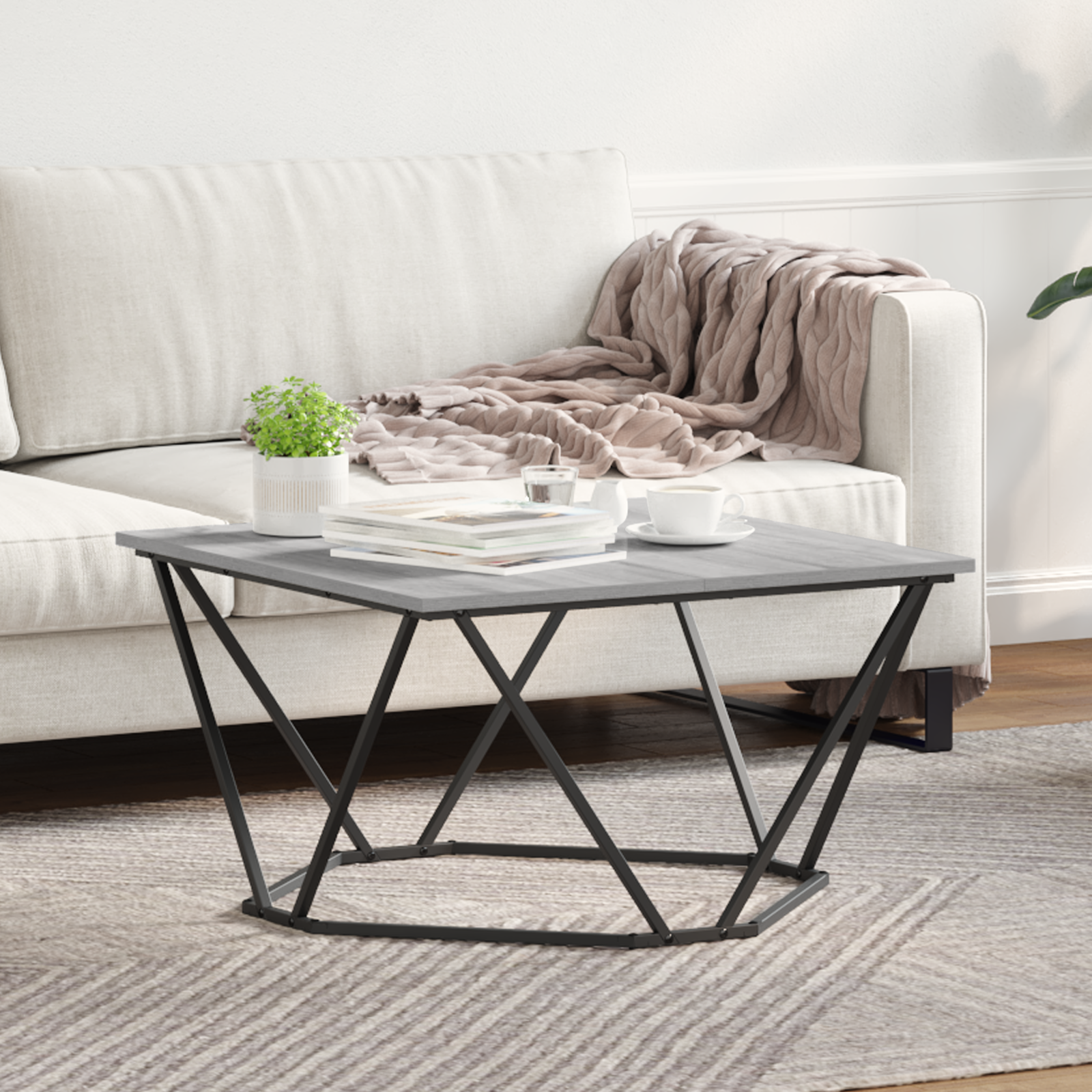 Grey Sonoma Engineered Wood, Metal Medium Modern Coffee Table