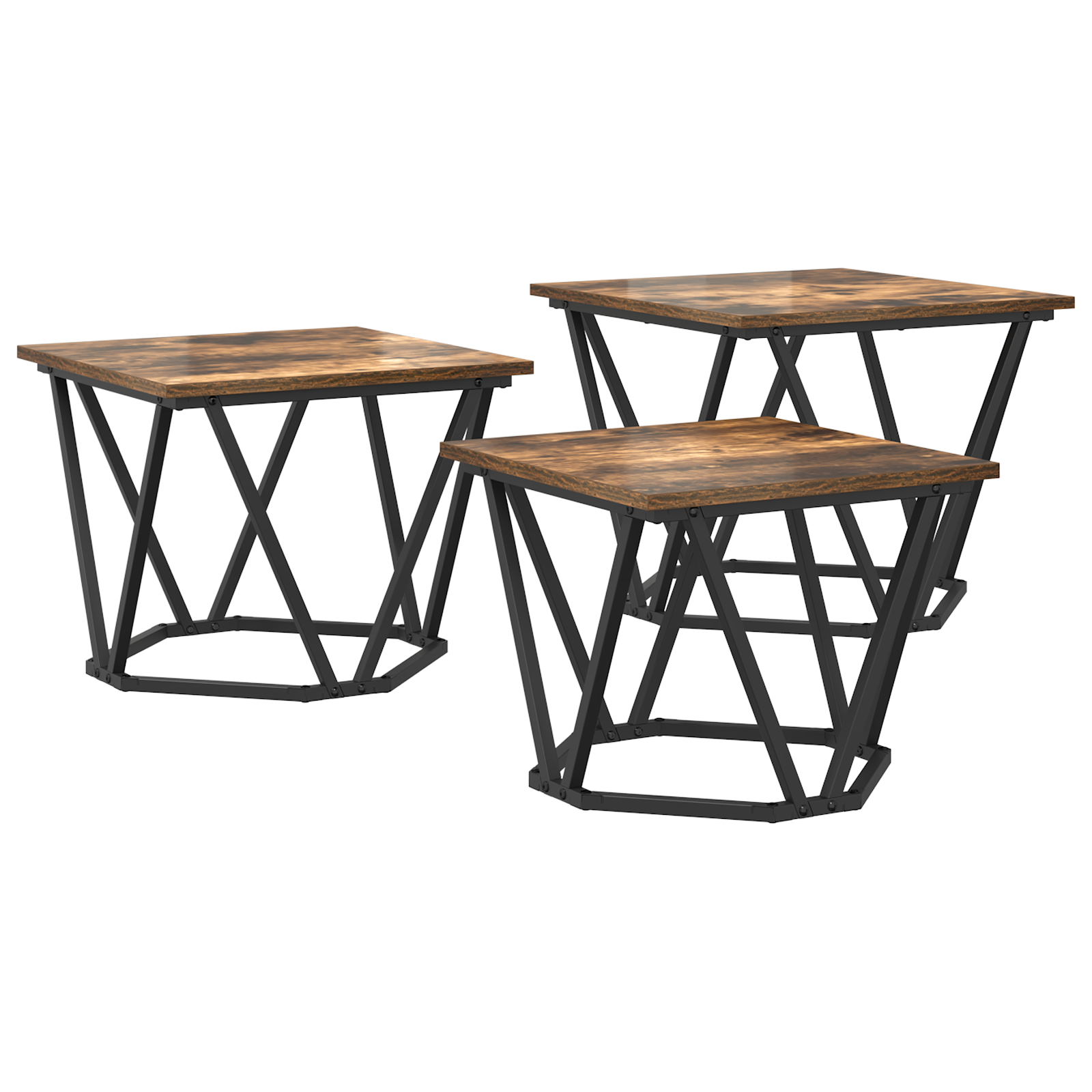 Side Tables 3 pcs Smoked Oak Engineered Wood - Image 2