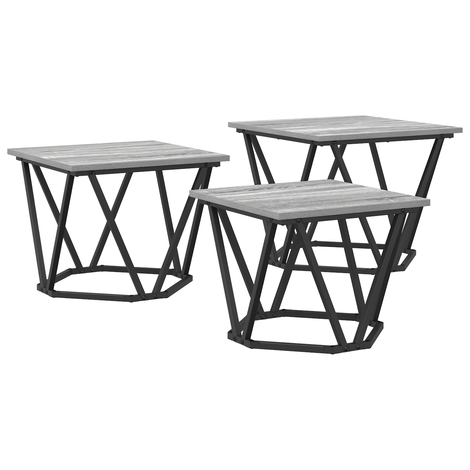 Side Tables 3 pcs Grey Sonoma Engineered Wood - Image 7