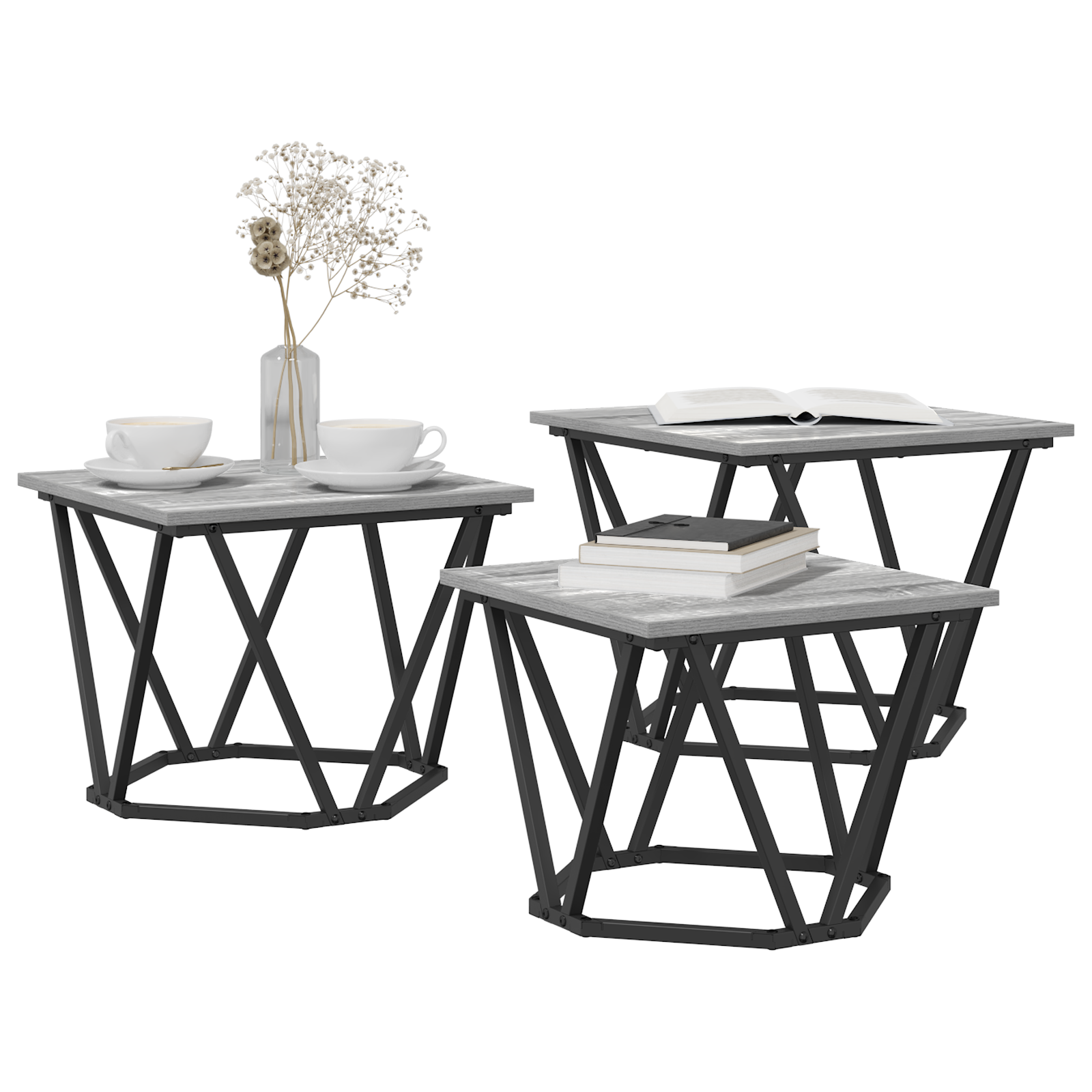 Side Tables 3 pcs Grey Sonoma Engineered Wood - Image 3