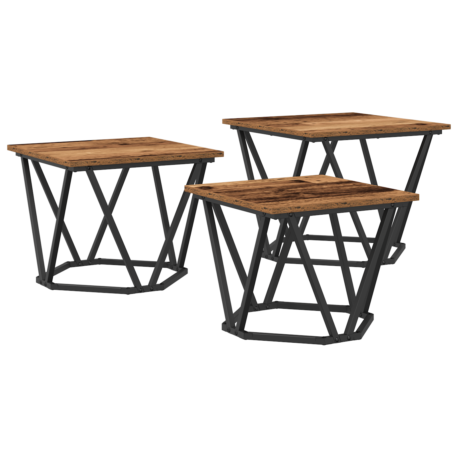 Side Tables 3 pcs Old Wood Engineered Wood - Image 2