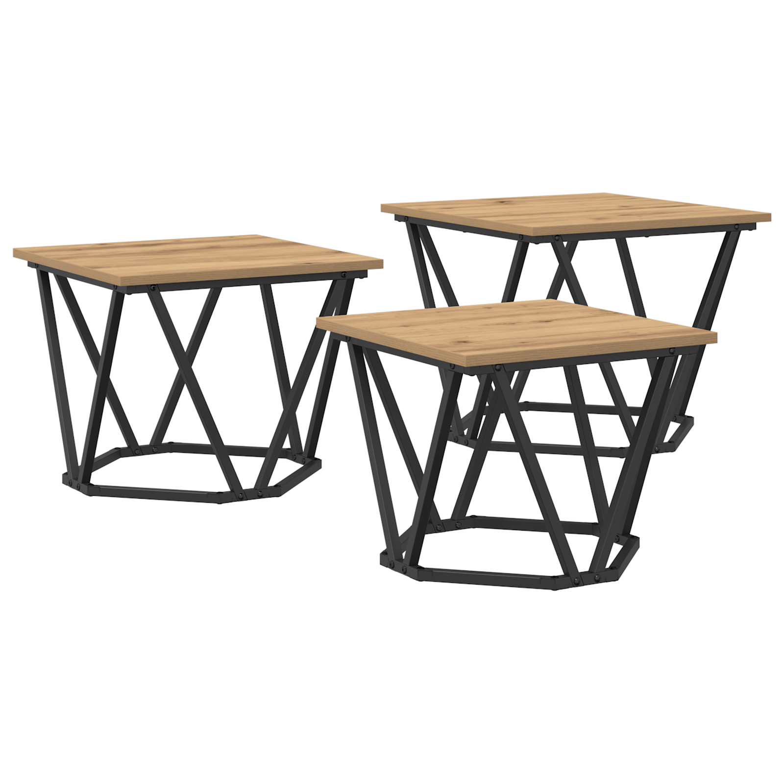 Side Tables 3 pcs Artisan Oak Engineered Wood - Image 2