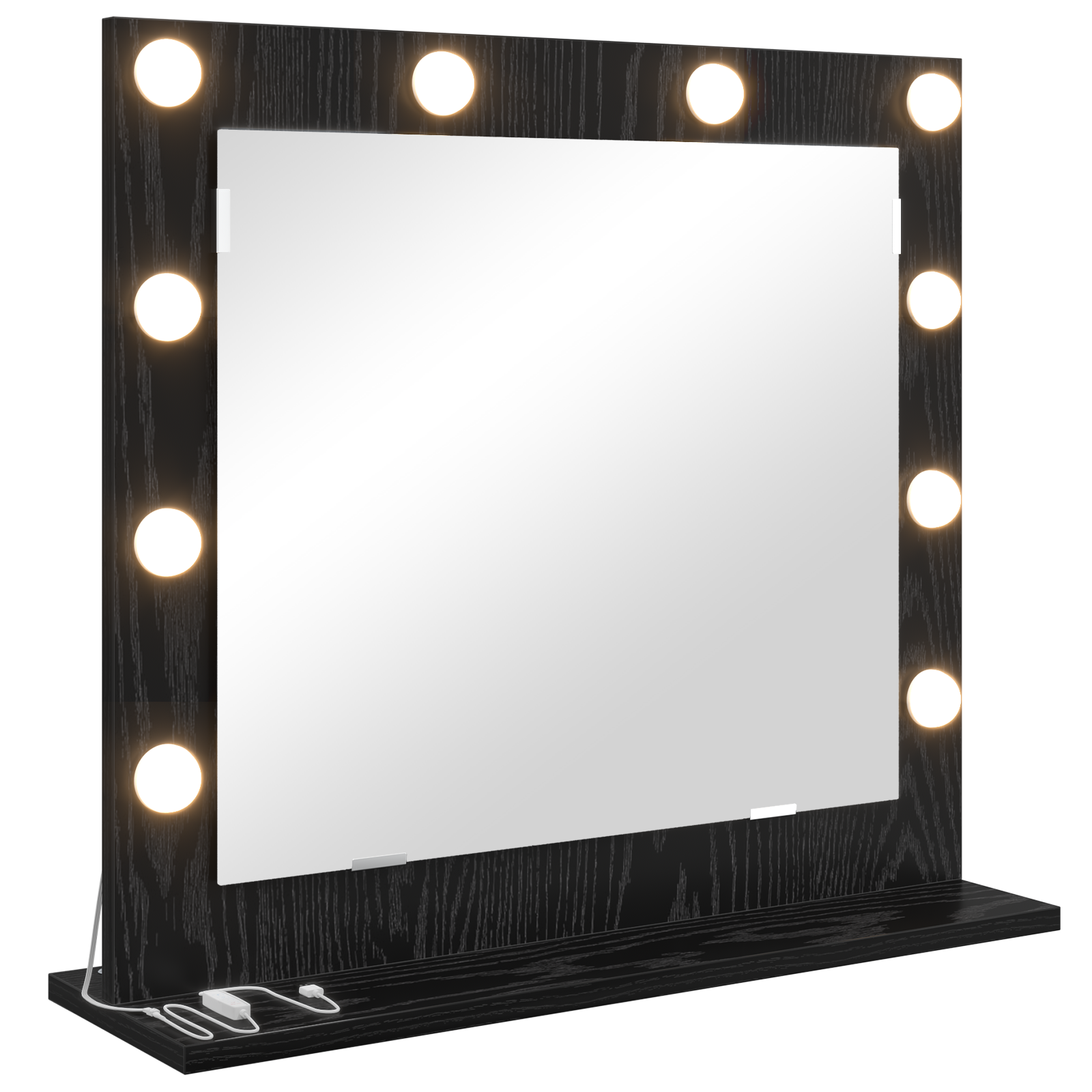 Vanity Mirror with LED Lights Black Oak 60x55x18 cm - Image 2