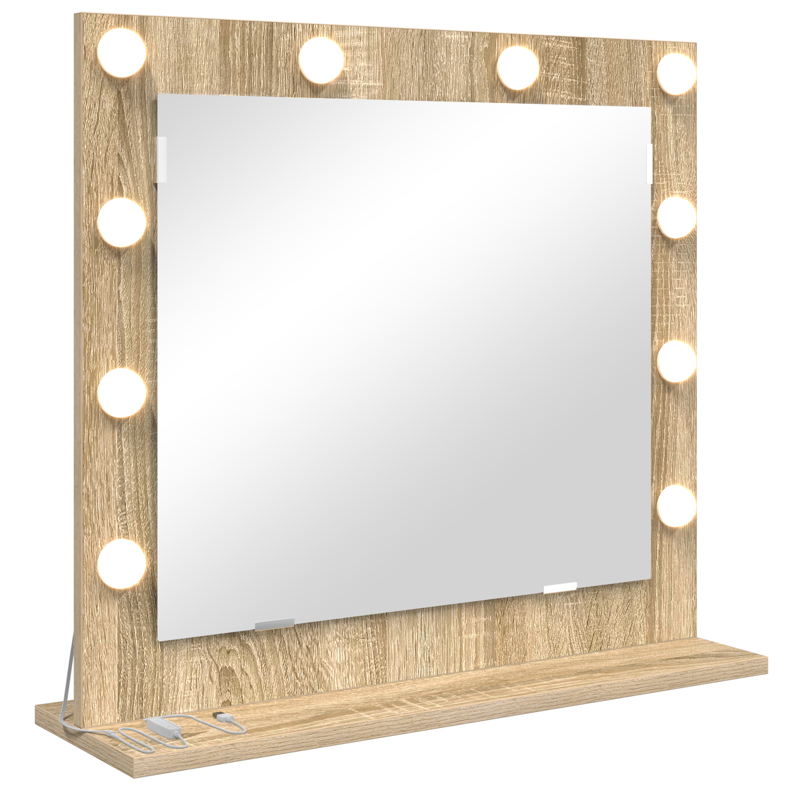 Vanity Mirror with LED Lights Sonoma Oak 60x55x18 cm - Image 2