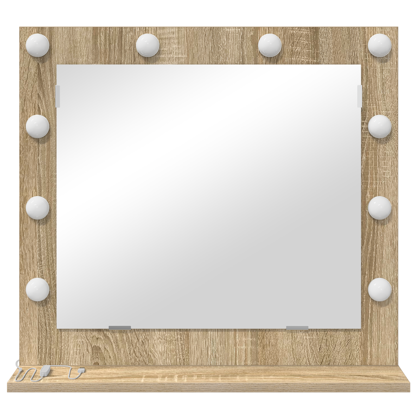 Vanity Mirror with LED Lights Sonoma Oak 60x55x18 cm - Image 3
