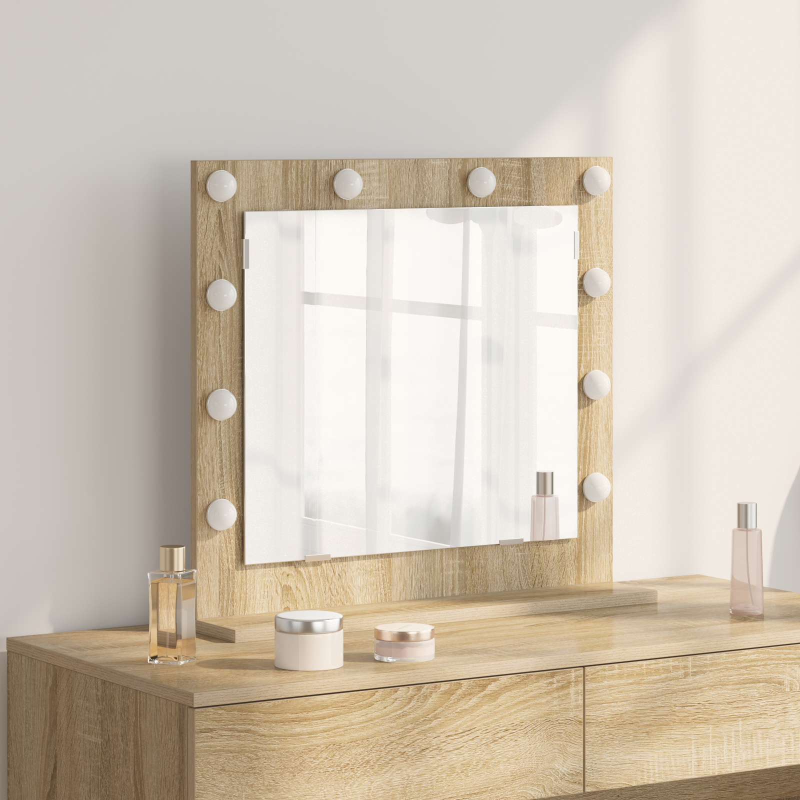 Vanity Spiegel met LED Verlichting Sonoma Eiken 60x55x18 cm