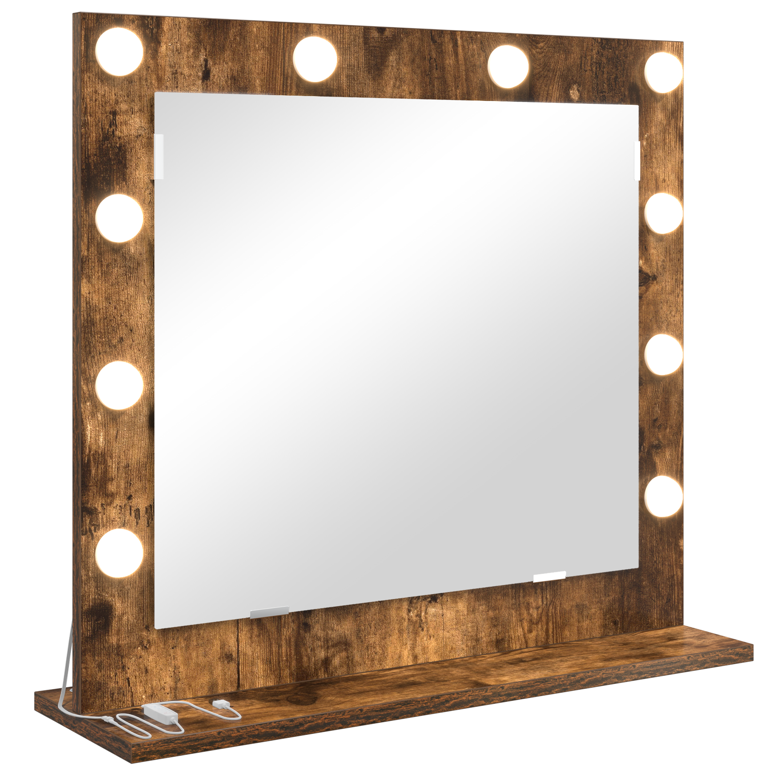 Vanity Mirror with LED Lights Smoked Oak 60x55x18 cm - Image 2