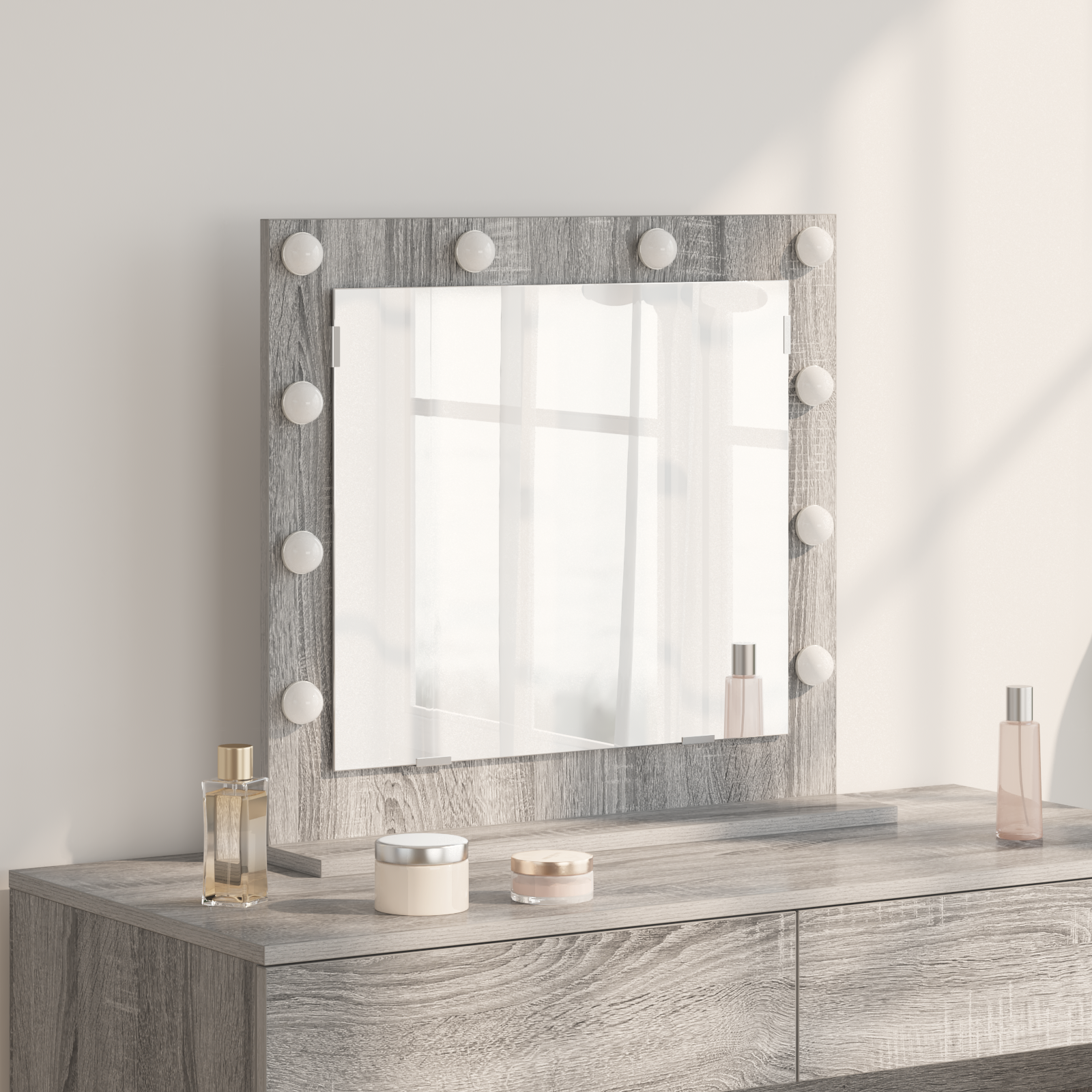 Vanity Mirror met LED-verlichting Grijs Sonoma 60x55x18 cm