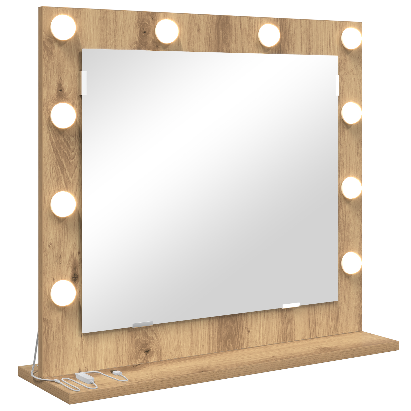 Vanity Mirror with LED Lights Artisan Oak 60x55x18 cm - Image 2