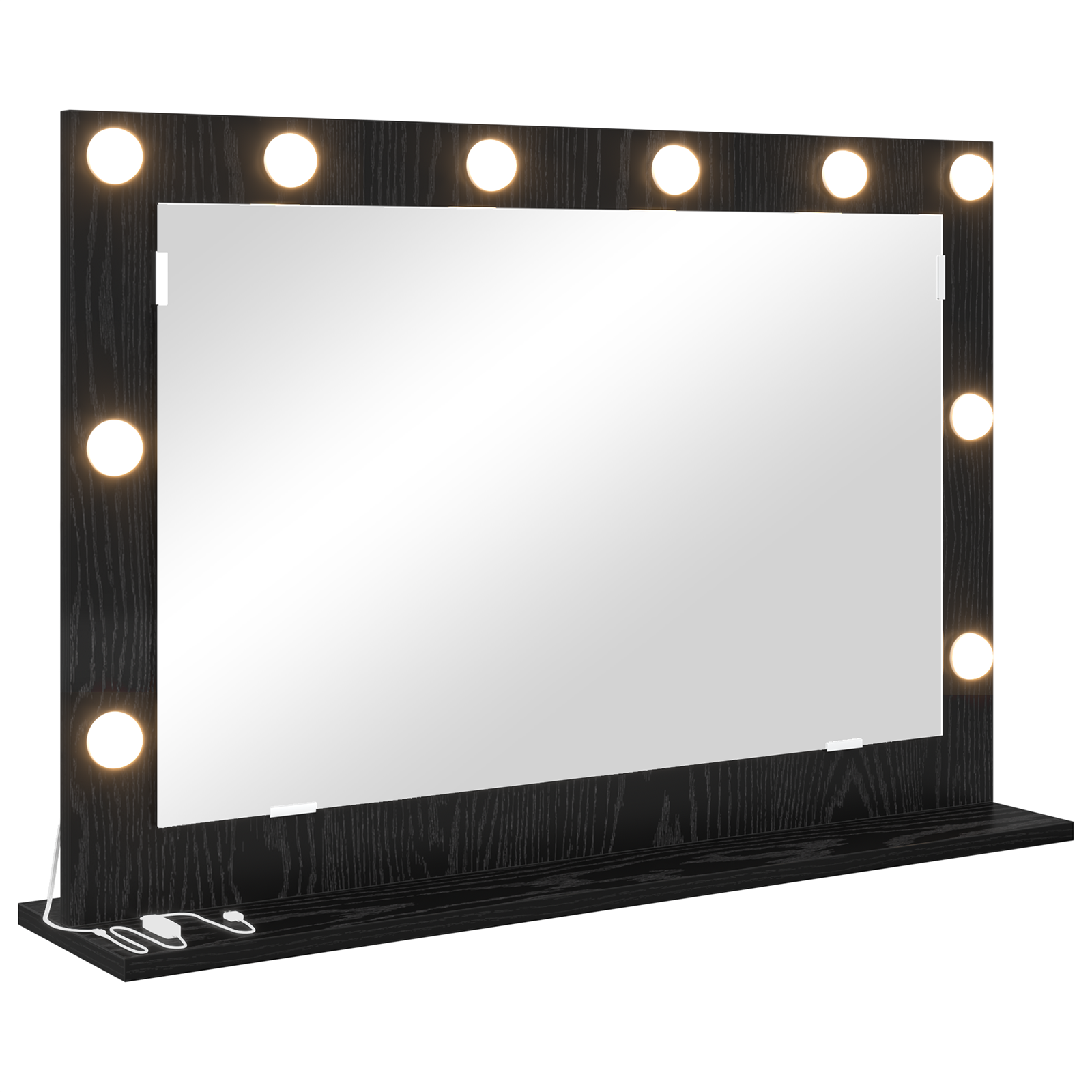 Vanity Mirror with LED Lights Black Oak 80x55x18 cm - Image 2