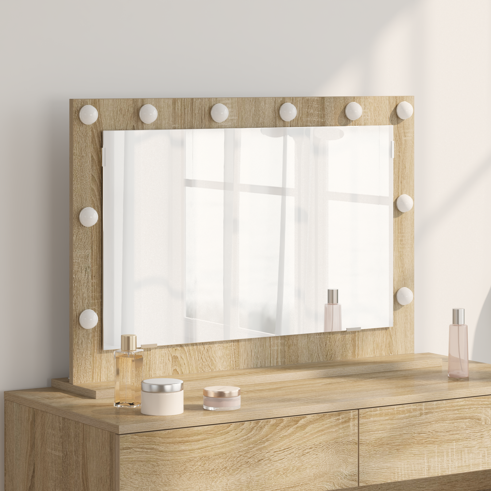 Make-up Spiegel Sonoma Eiken Hout, Glas 80 x 55 x 18 cm Spiegel