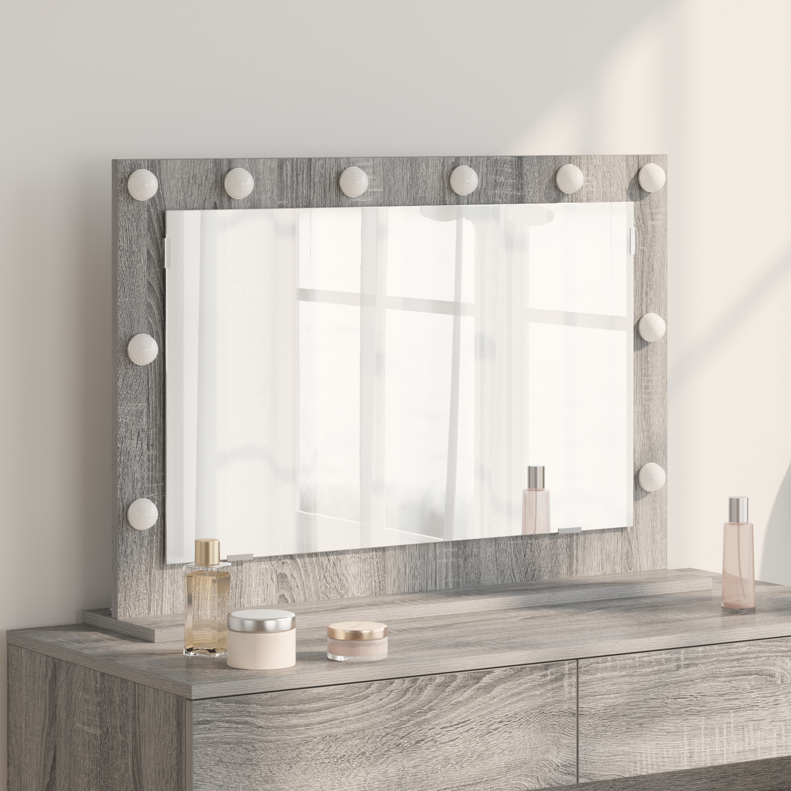 Make-up Spiegel Grijs Sonoma Spaanplaat 80 x 55 x 18 cm