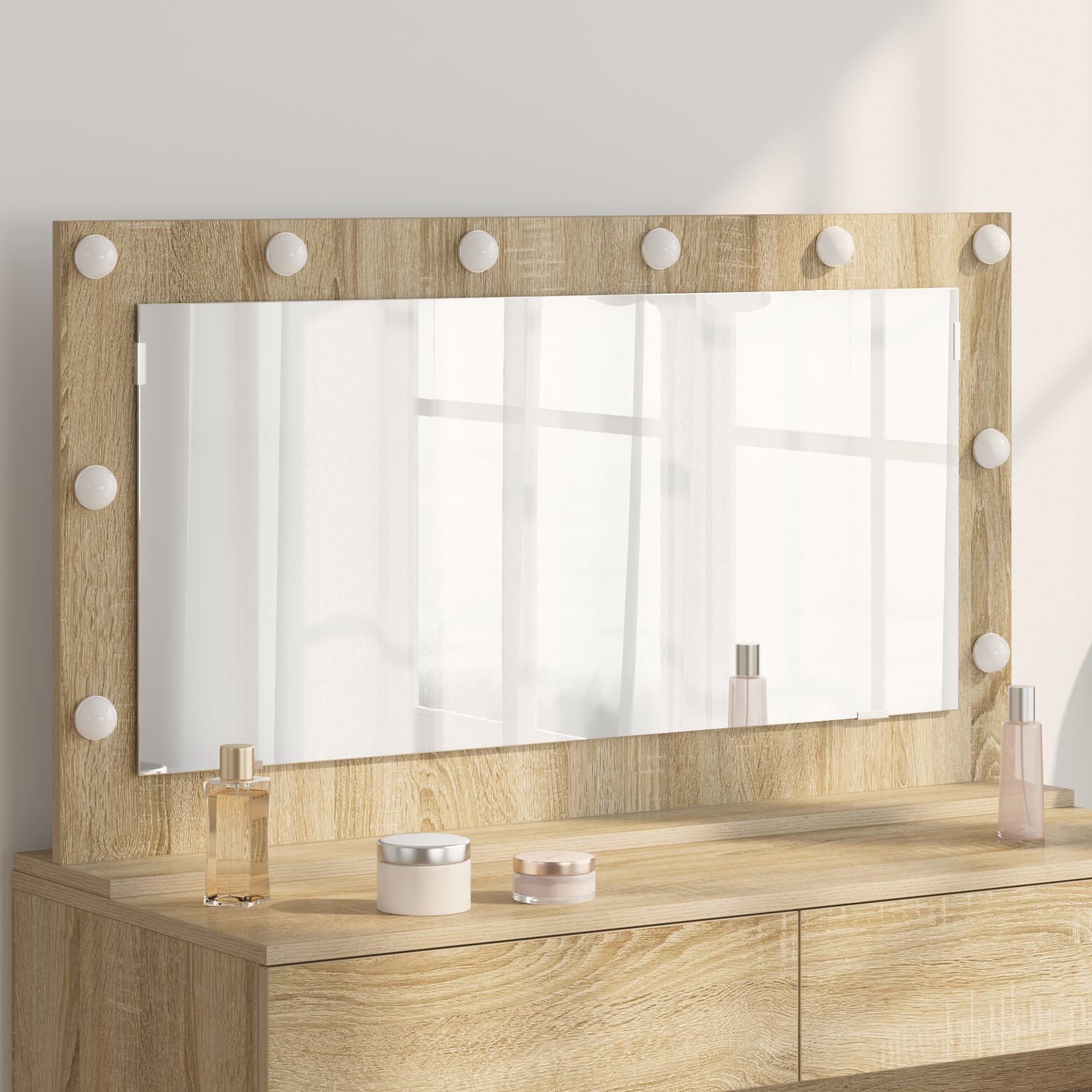 Make-up Spiegel Sonoma Eiken MDF, Glas 100 x 55 x 18 cm