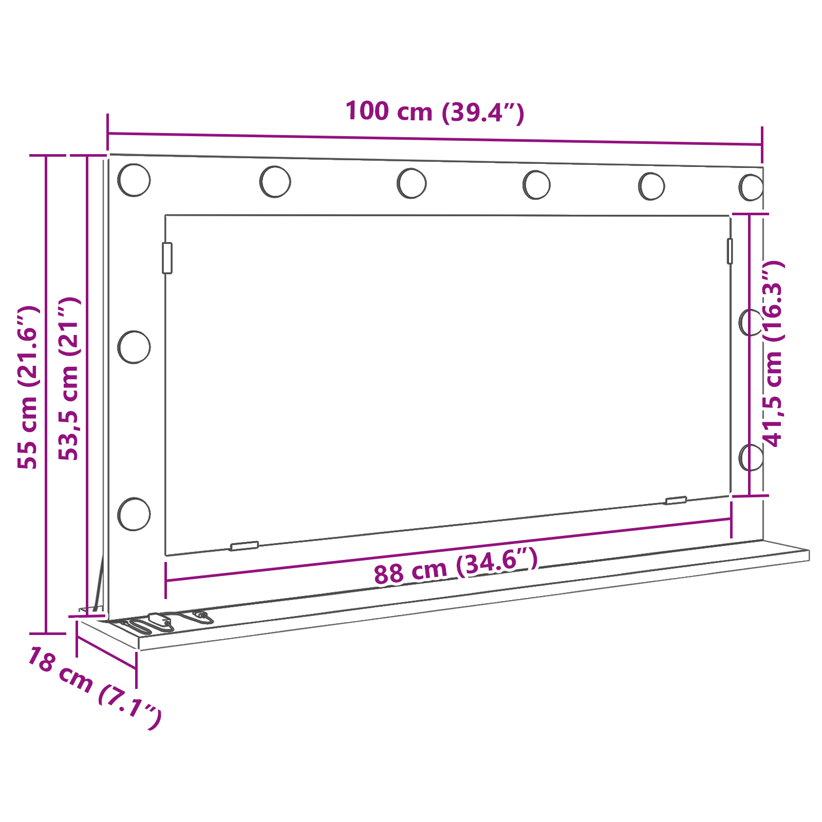 Grožio Veidrodis Sonoma ąžuolas MDF, Stiklas 100 x 55 x 18 cm - Image 9