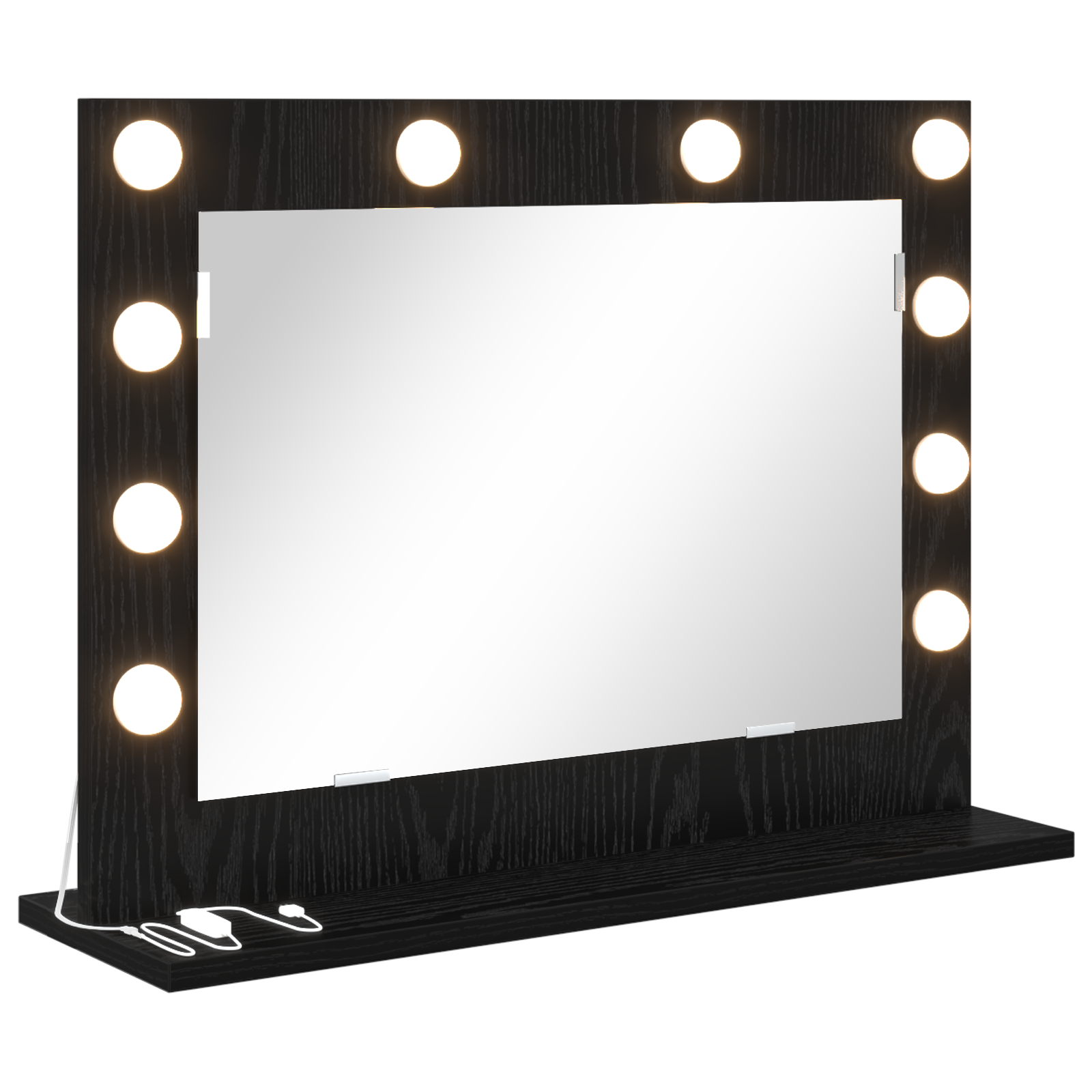 Vanity Mirror with LED Lights Black Oak 60x45x18 cm - Image 2