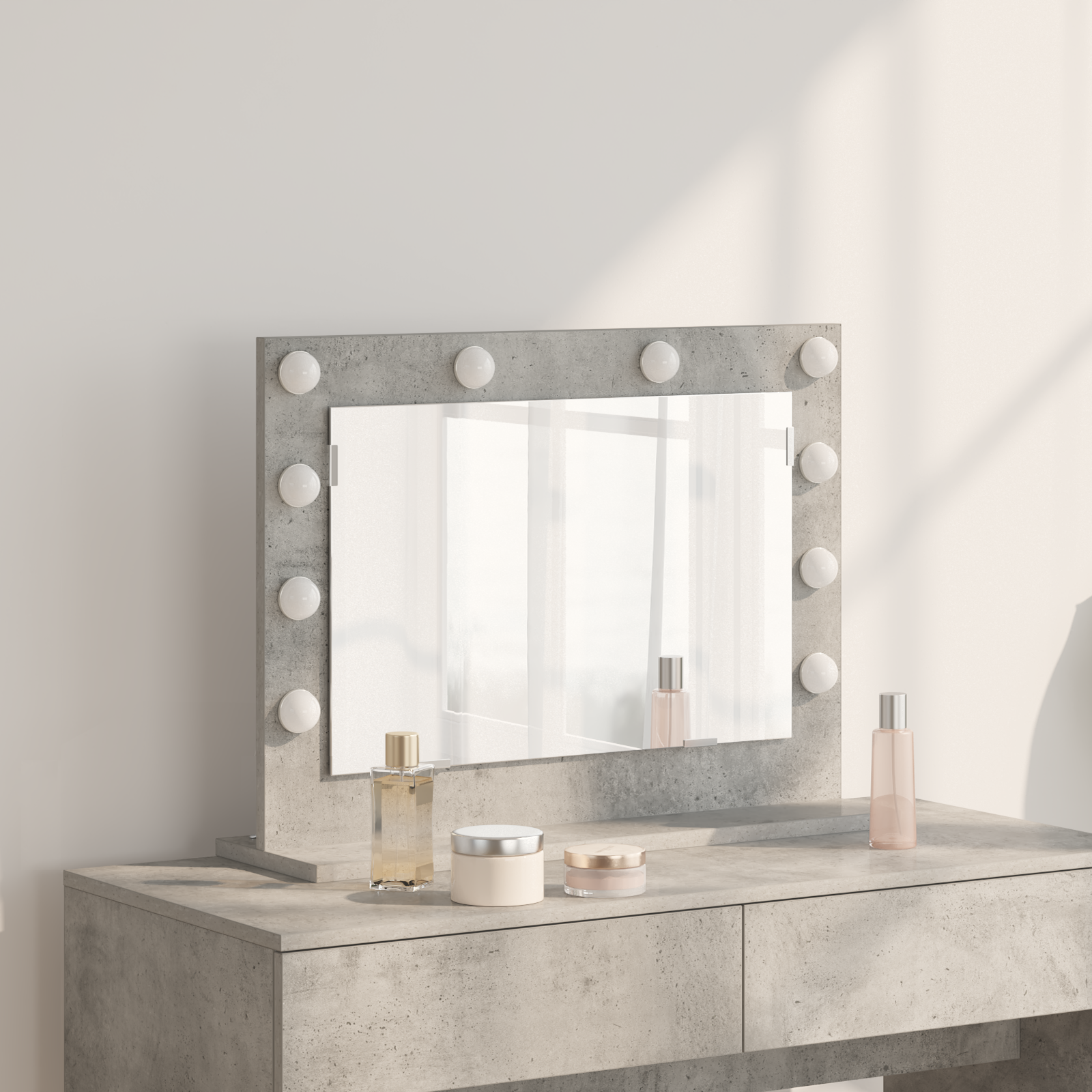Make-up Spiegel Beton grijs Beton Medium Decoratieve inzetstukken