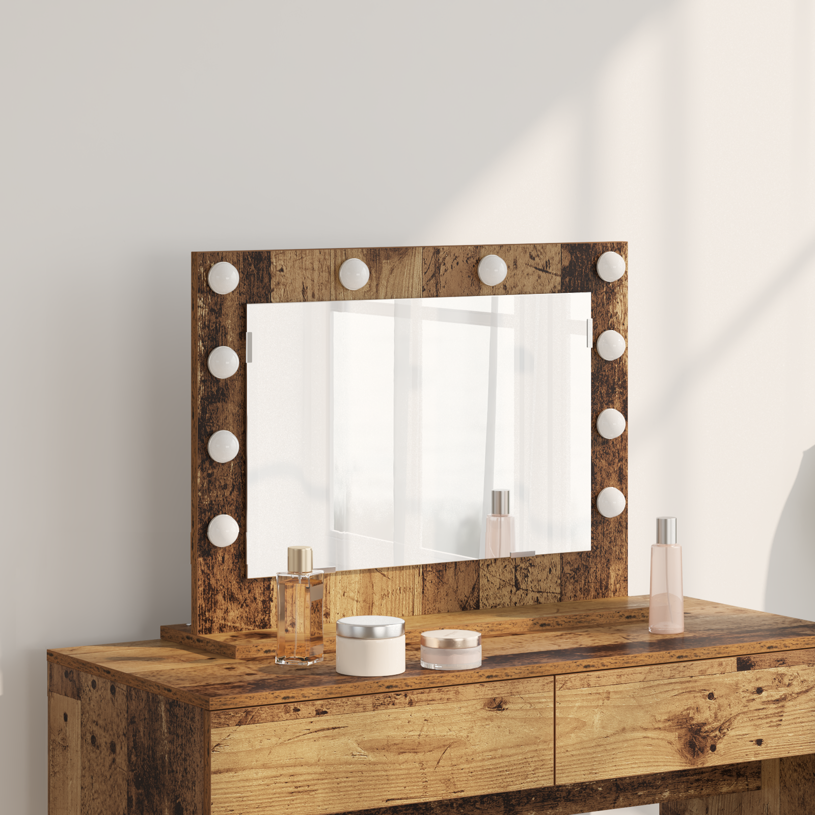 Make-up Spiegel Oud Hout Hout 60 x 45 x 18 cm Spiegel