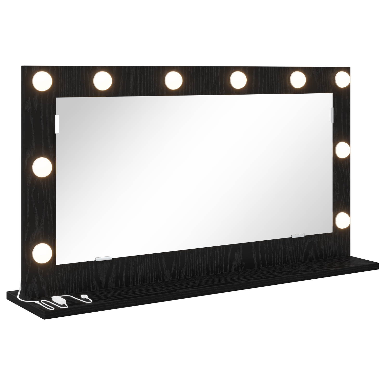 Vanity Mirror with LED Lights Black Oak 80x45x18 cm - Image 2