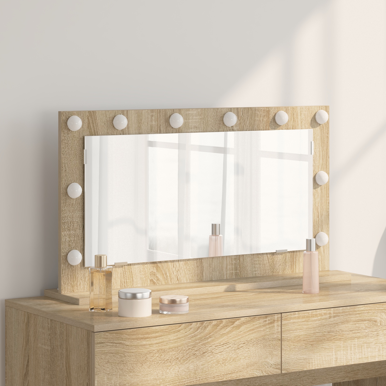 Vanity Mirror Sonoma oak Engineered wood, Glass 80 x 45 x 18 cm