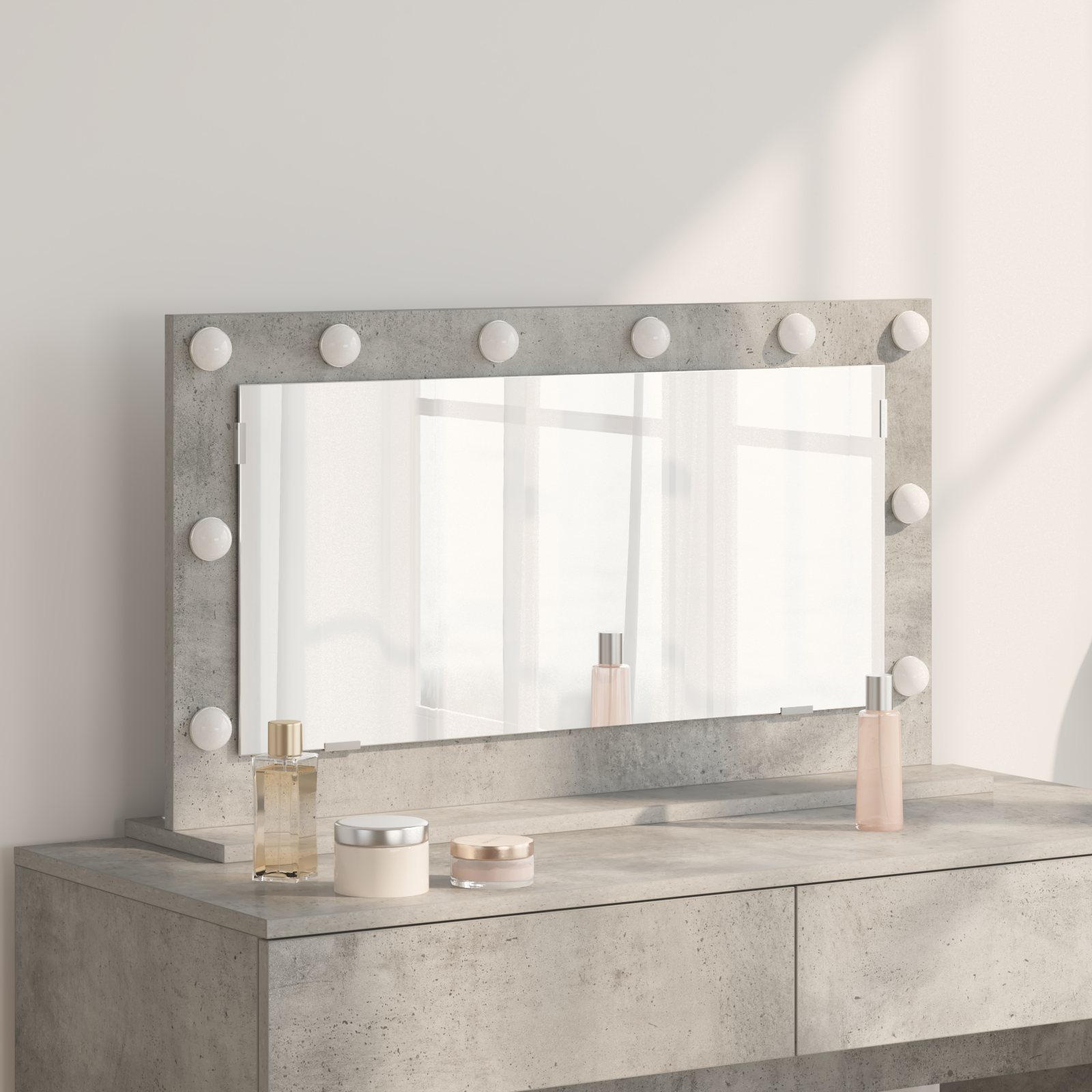 Make-up Spiegel Beton grijs Beton 80 x 45 x 18 cm Spiegel
