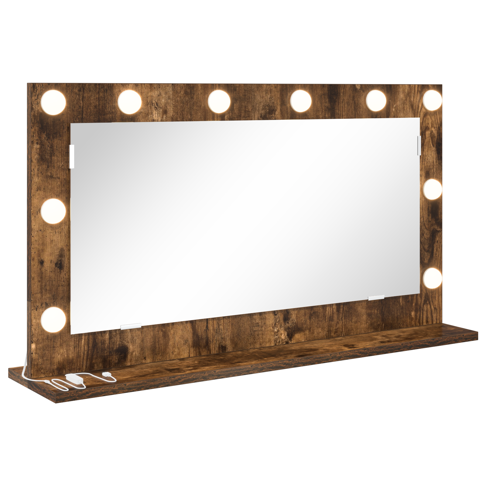 Vanity Mirror Smoked oak, silver Wood, glass 80 x 45 cm Mirror - Image 2