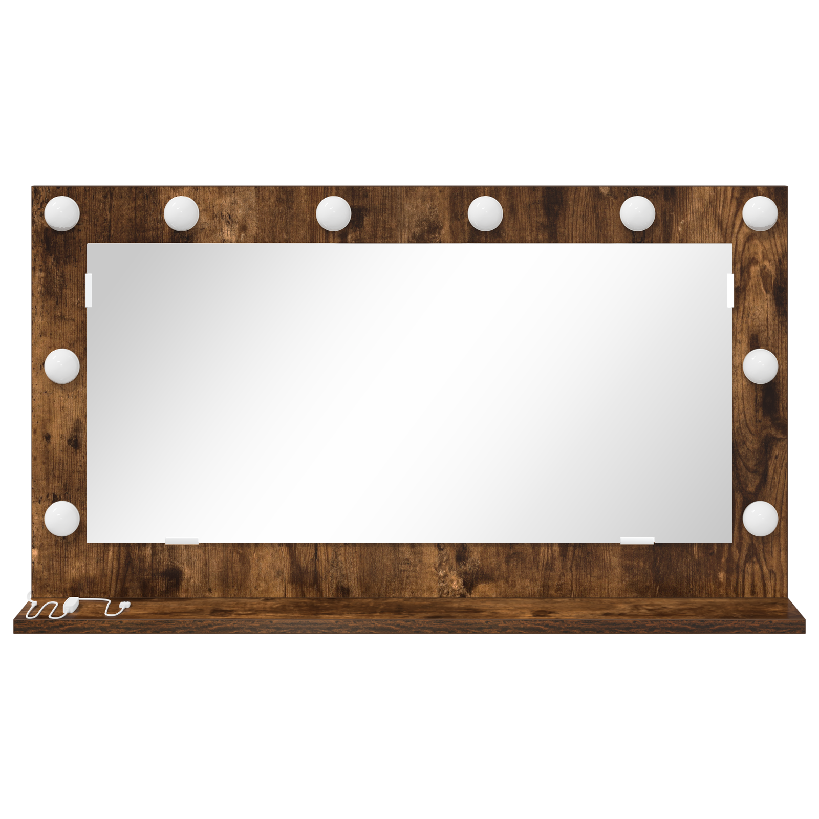 Vanity Mirror Smoked oak, silver Wood, glass 80 x 45 cm Mirror - Image 3