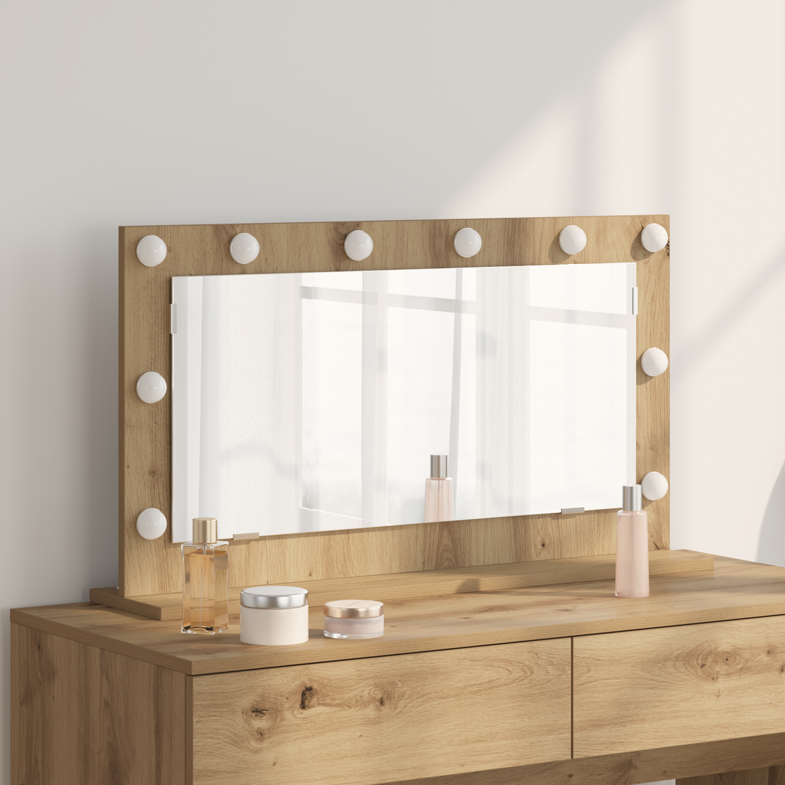 Make-up Spiegel Artisan Eiken Spaanplaat 80 x 45 x 18 cm Spiegel