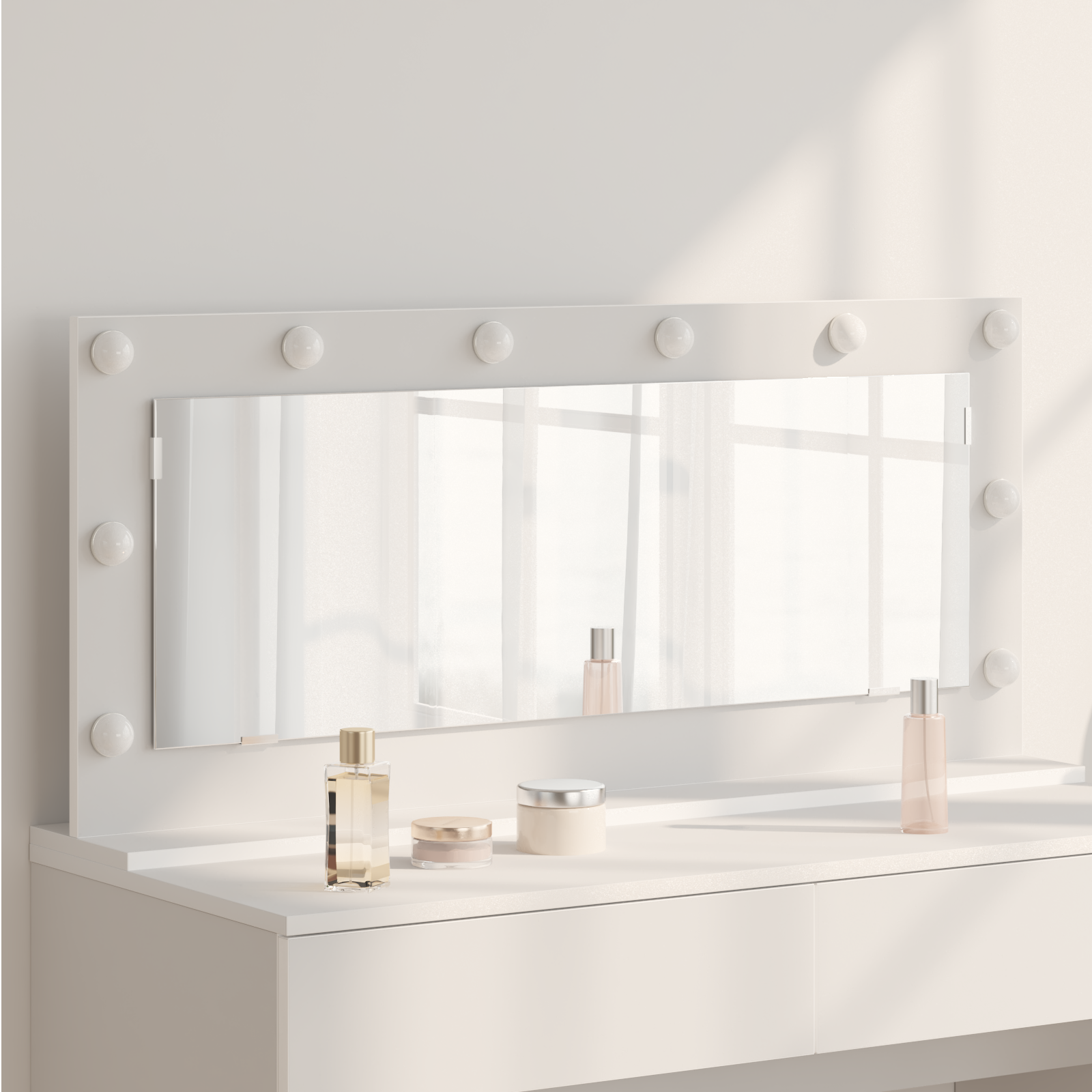 Vanity Mirror with LED Lights White 100x45x18 cm