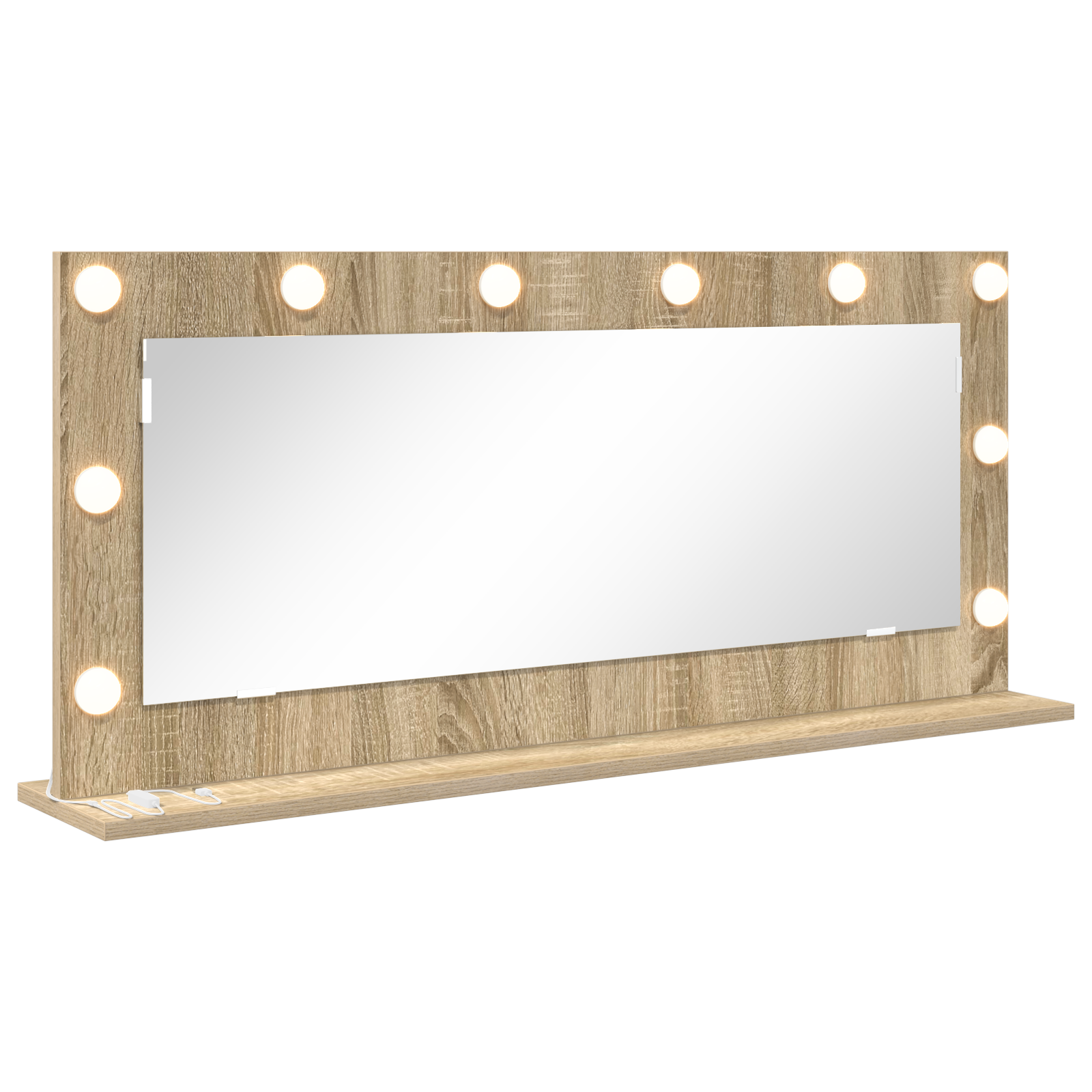 Vanity Mirror with LED Lights Sonoma Oak 100x45x18 cm - Image 2