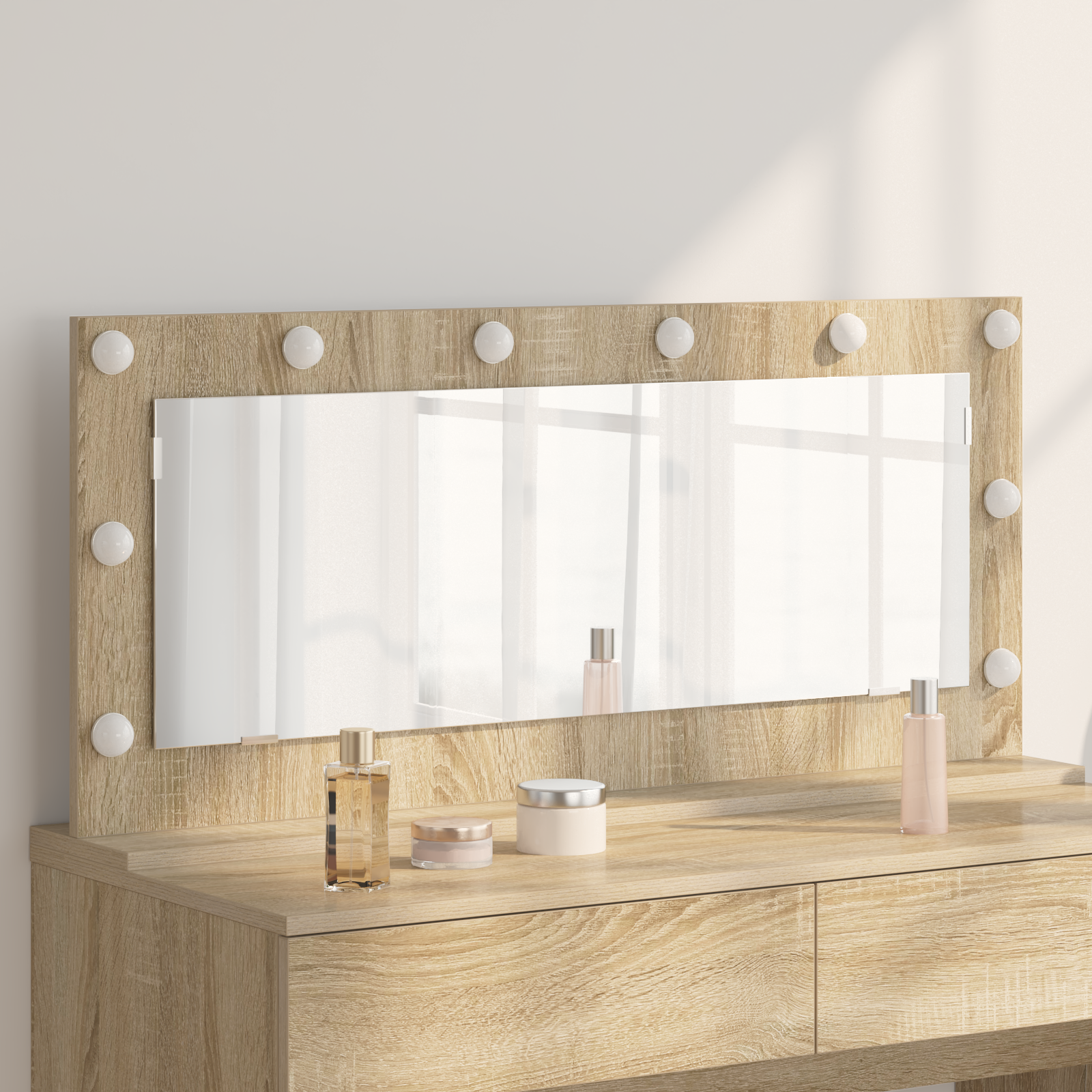 Hollywood Spiegel met LED Verlichting Sonoma Eiken 100x45x18 cm