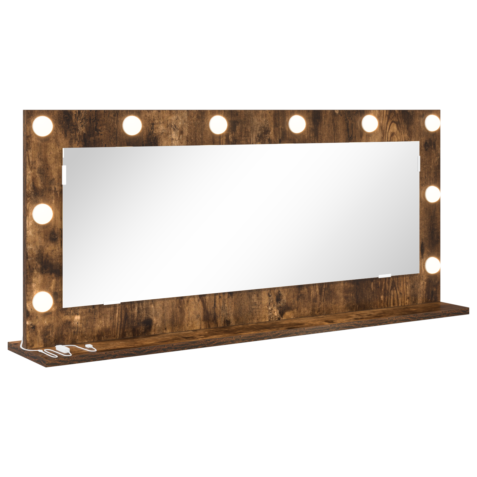 Vanity Mirror with LED Lights Smoked Oak 100x45x18 cm - Image 2