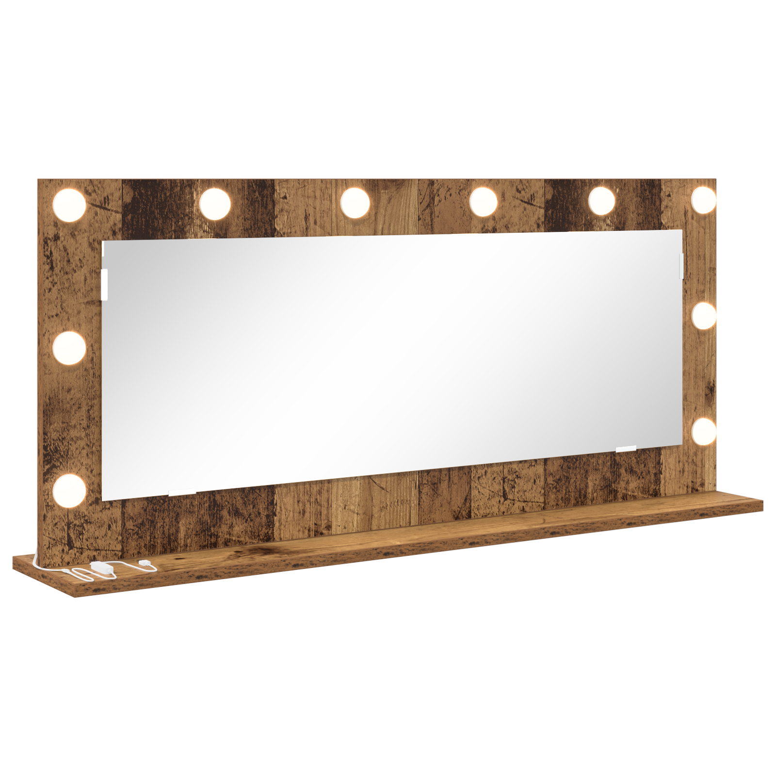 Veidrodžio su LED Šviesomis Senovinis Medis 100x45x18 cm - Image 2