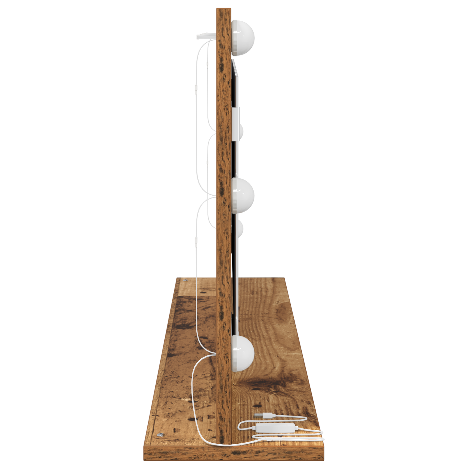 Veidrodžio su LED Šviesomis Senovinis Medis 100x45x18 cm - Image 4
