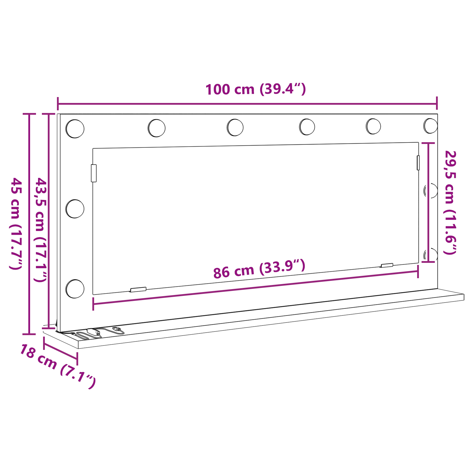 Veidrodžio su LED Šviesomis Senovinis Medis 100x45x18 cm - Image 9