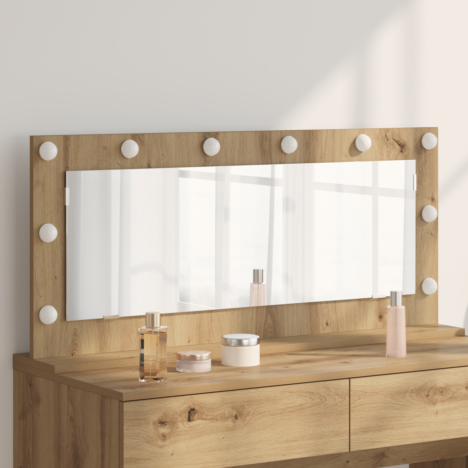 Vanity Spiegel met LED Verlichting Artisan Eiken 100x45x18 cm