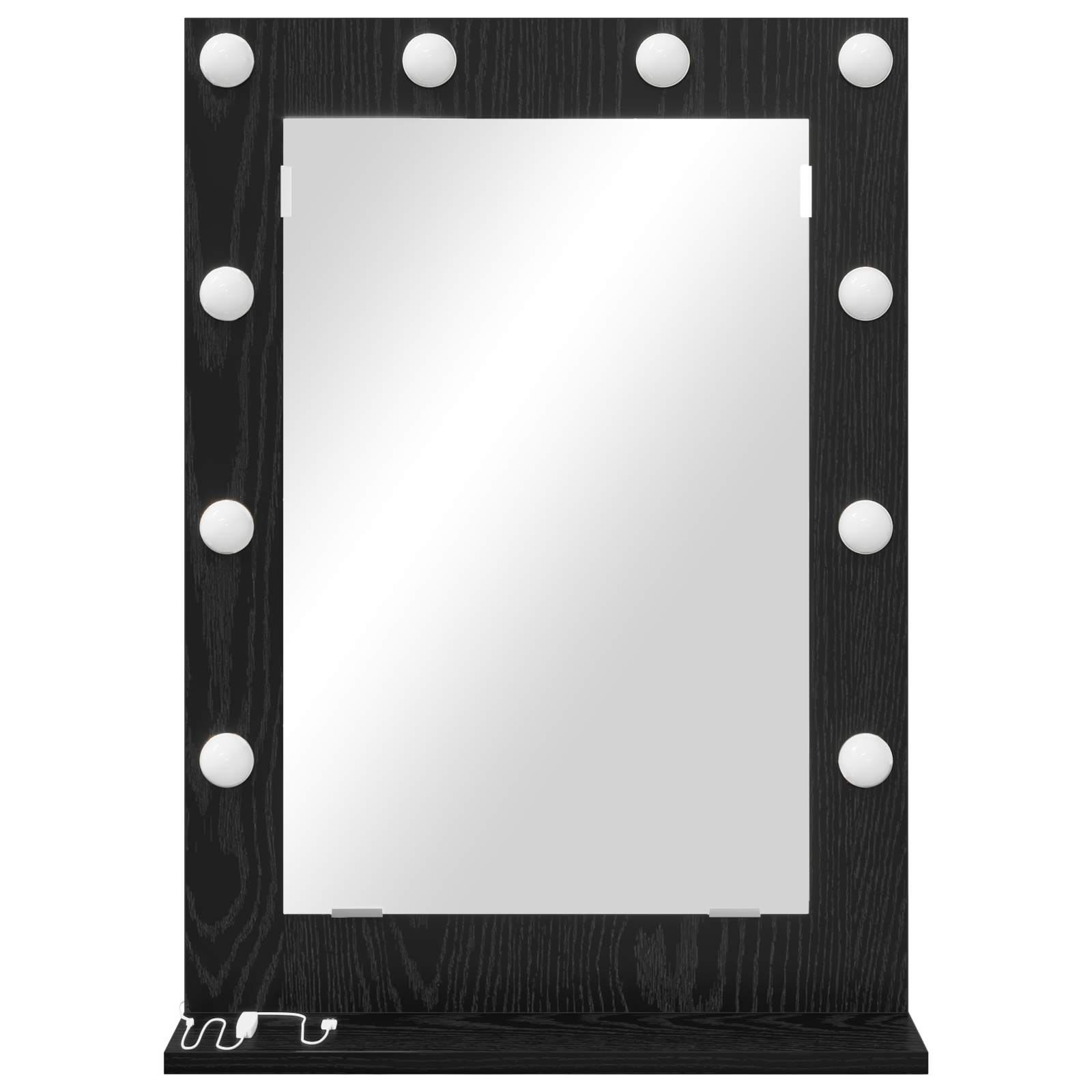 Vanity Mirror with LED Lights Black Oak 70x50x18 cm - Image 2