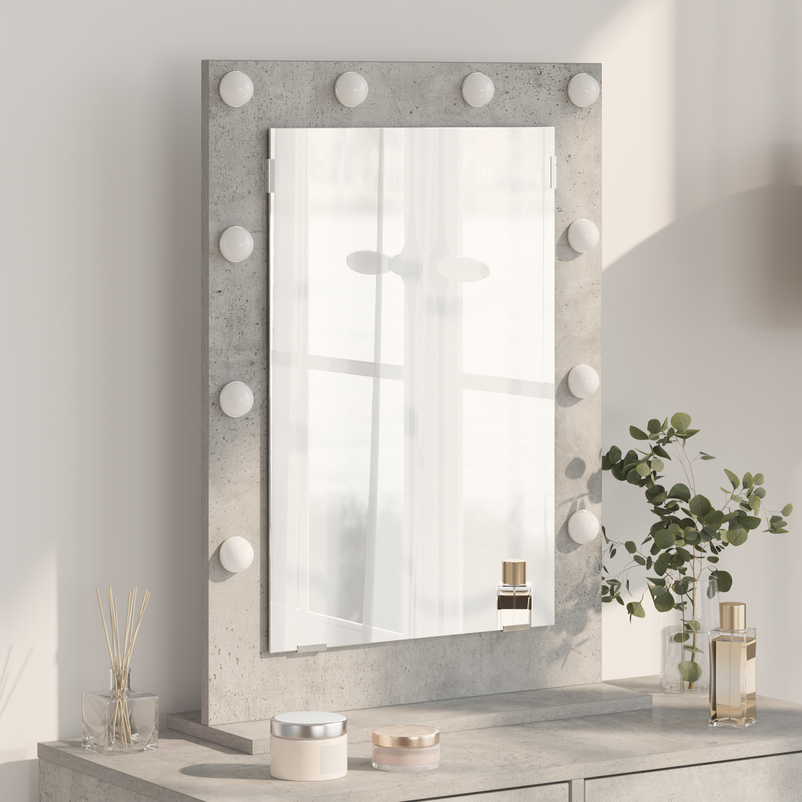 Make-up Spiegel Beton Grijs 70 x 50 x 18 cm Spiegel