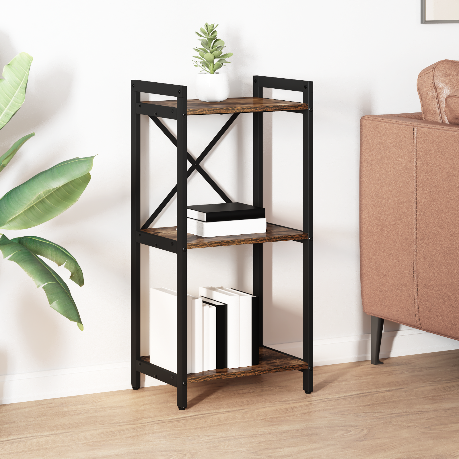 vidaXL Bibliotecă Stejar afumat 40 x 30 x 83 cm Lemn compozit