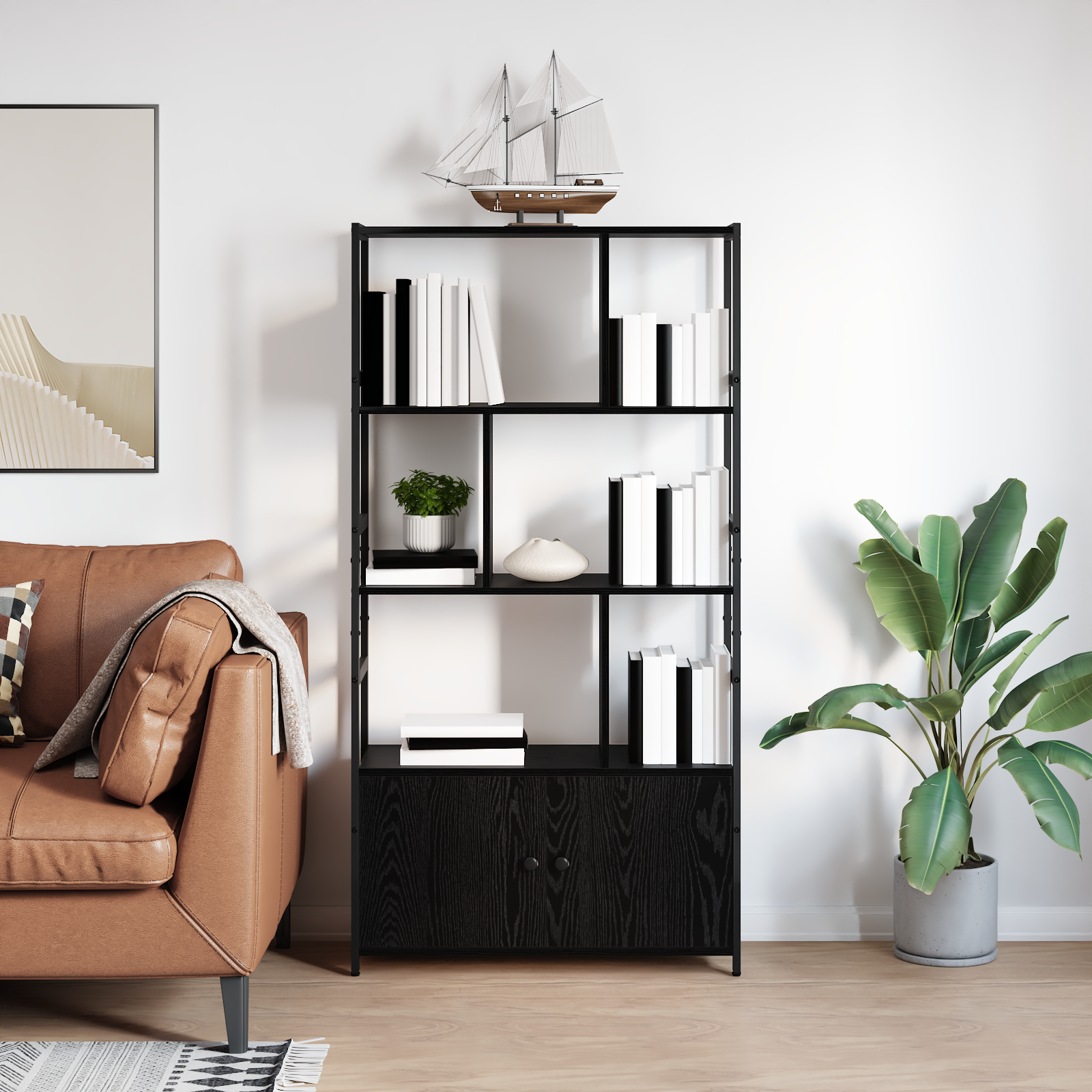 Thumbnail - vidaXL Regal Schwarze Eiche 80 x 30 x 155,5 cm Holzwerkstoff