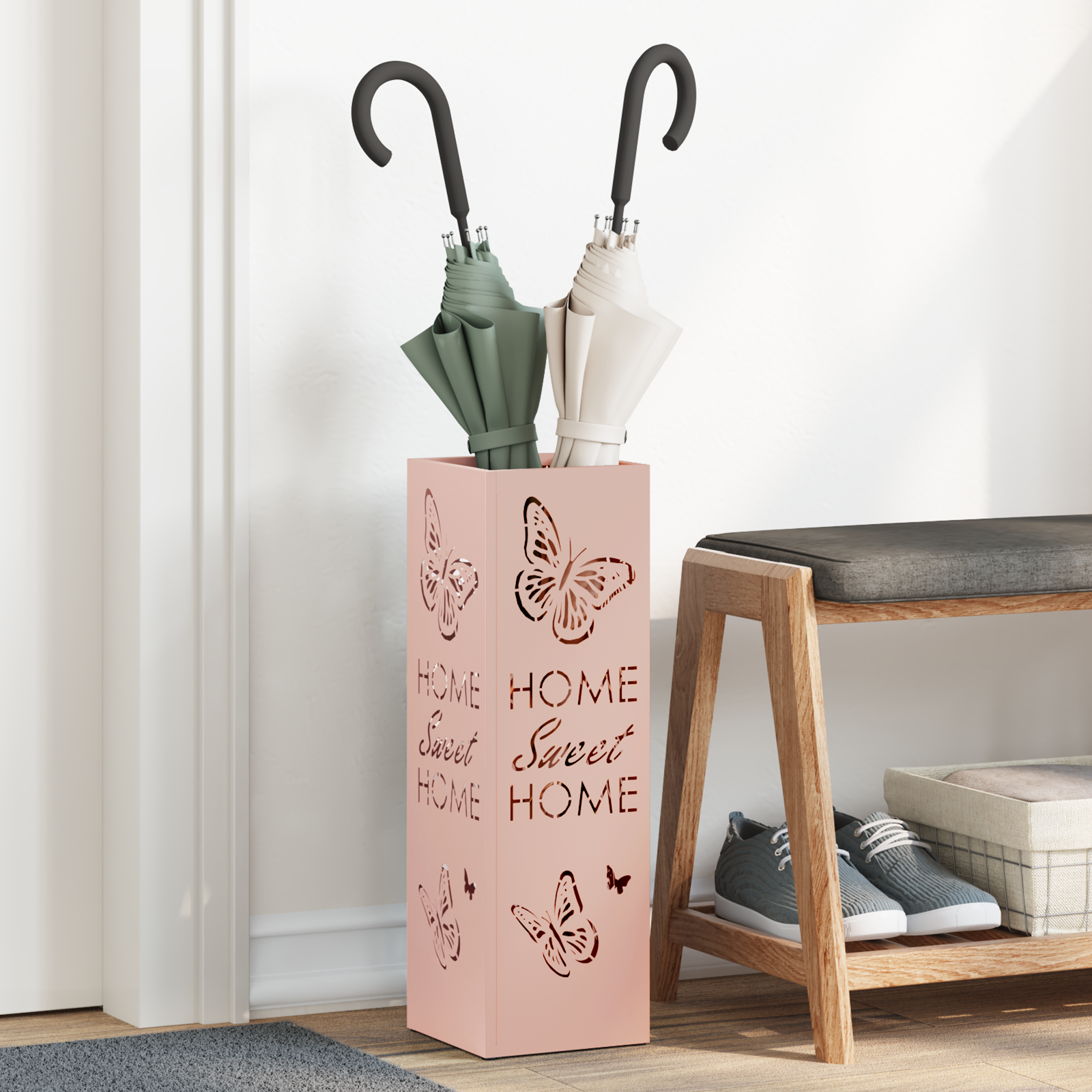 Parasolstandaard Roze 15,5×15,5×49 cm Staal