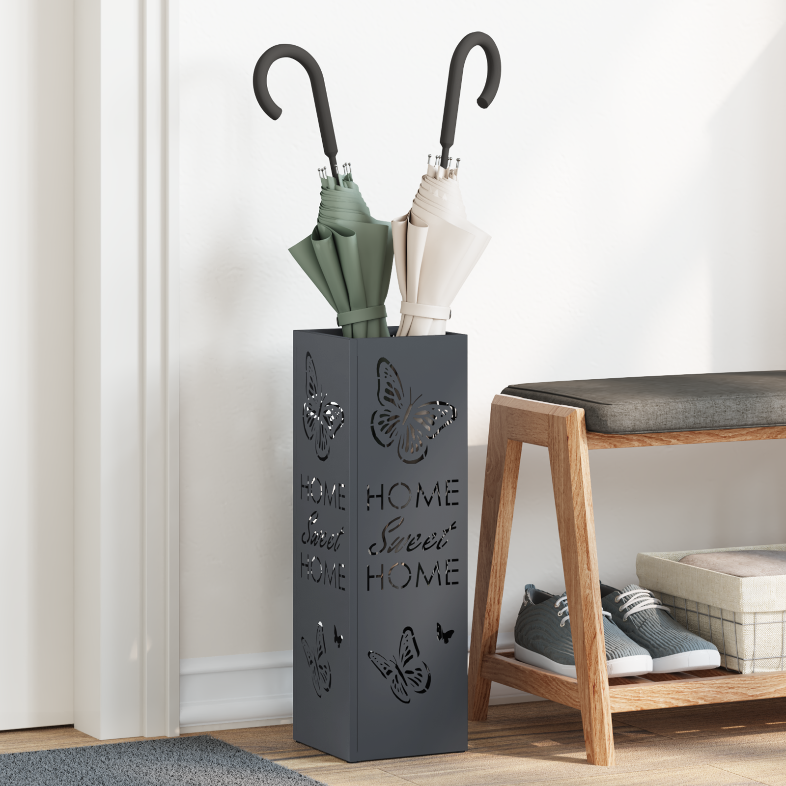 Paraplu-standaard Anthraciet 15,5×15,5×49 cm Staal