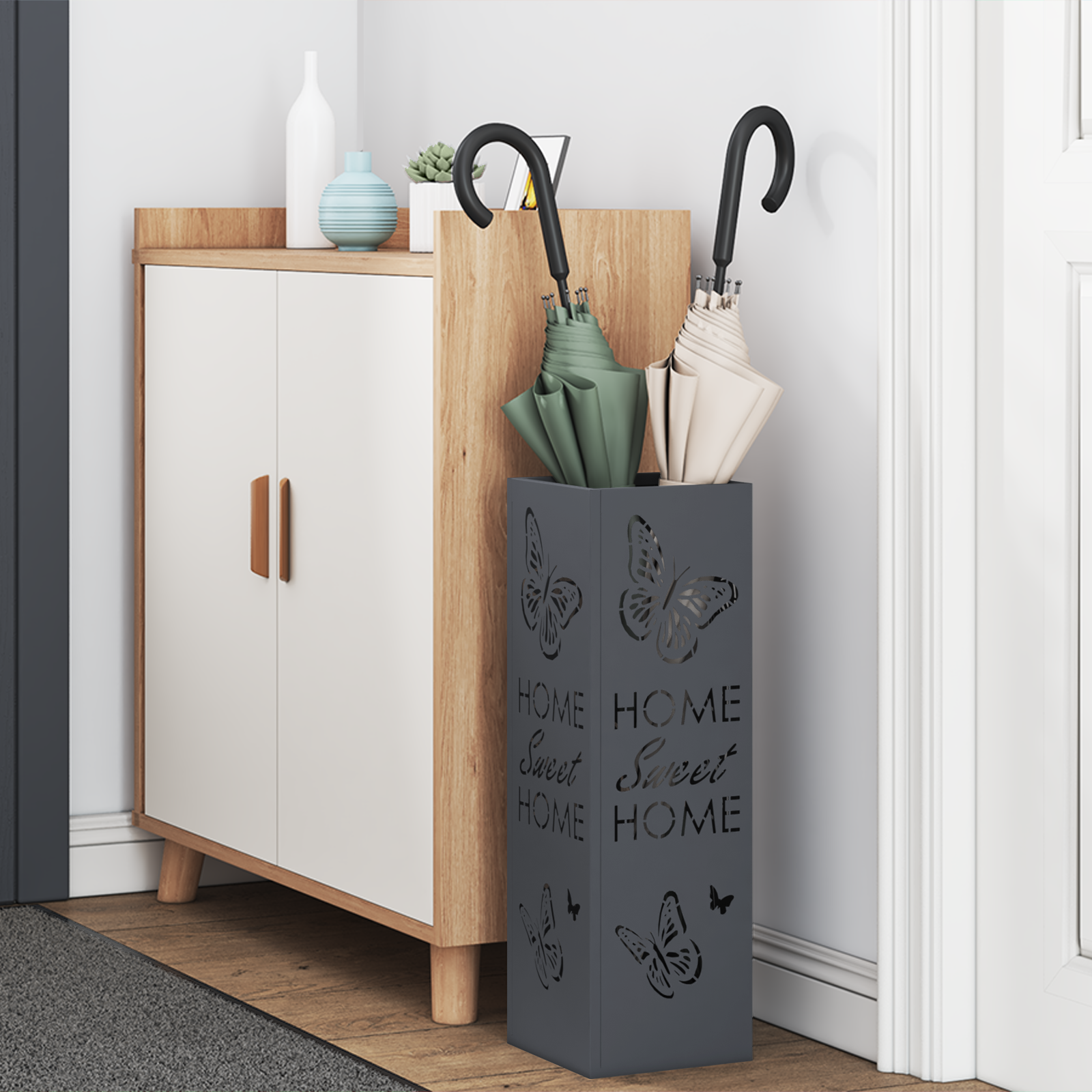 Umbrella Stand Anthracite Metal Medium Pattern Umbrella Stand - Image 3