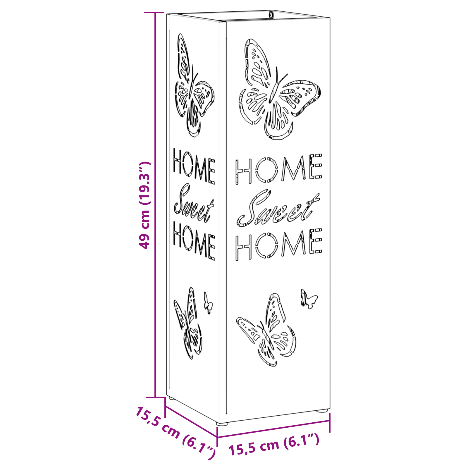 Umbrella Stand White Metal Medium Decorative Inlays - Image 7