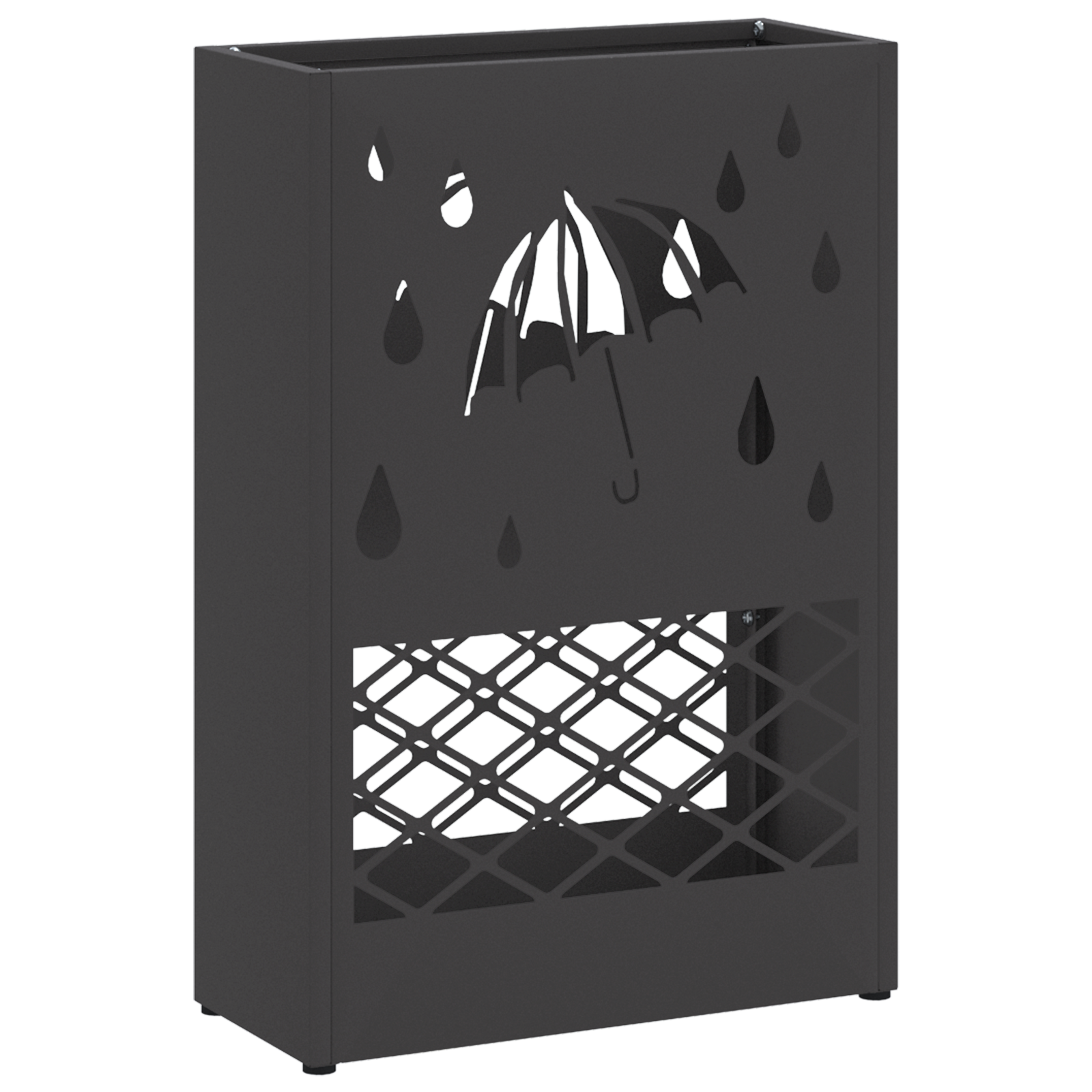 Umbrella Stand Black Metal Medium Umbrella Stand Rectangular - Image 2