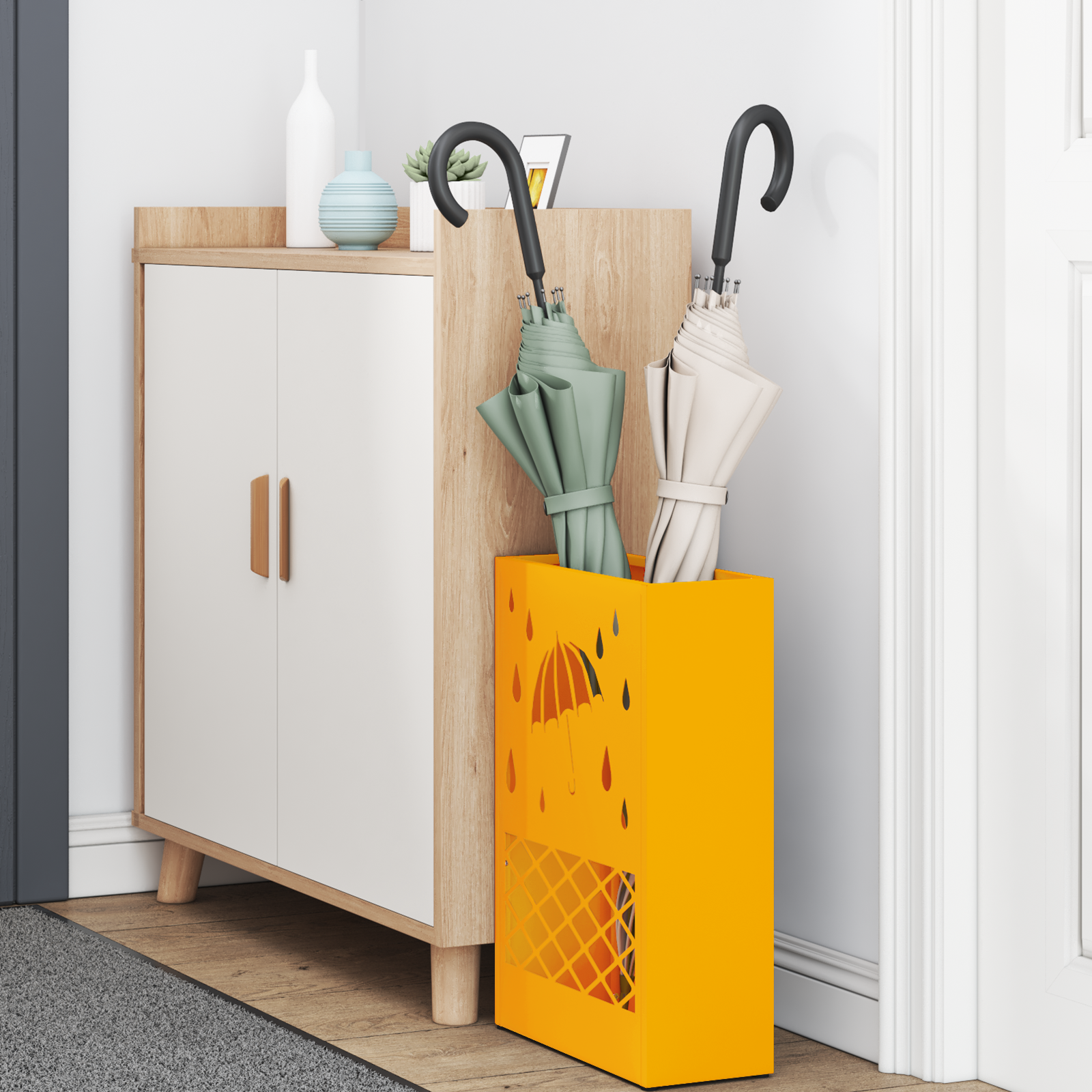 Umbrella Stand Mustard yellow Steel Medium Decorative Inlays - Image 3