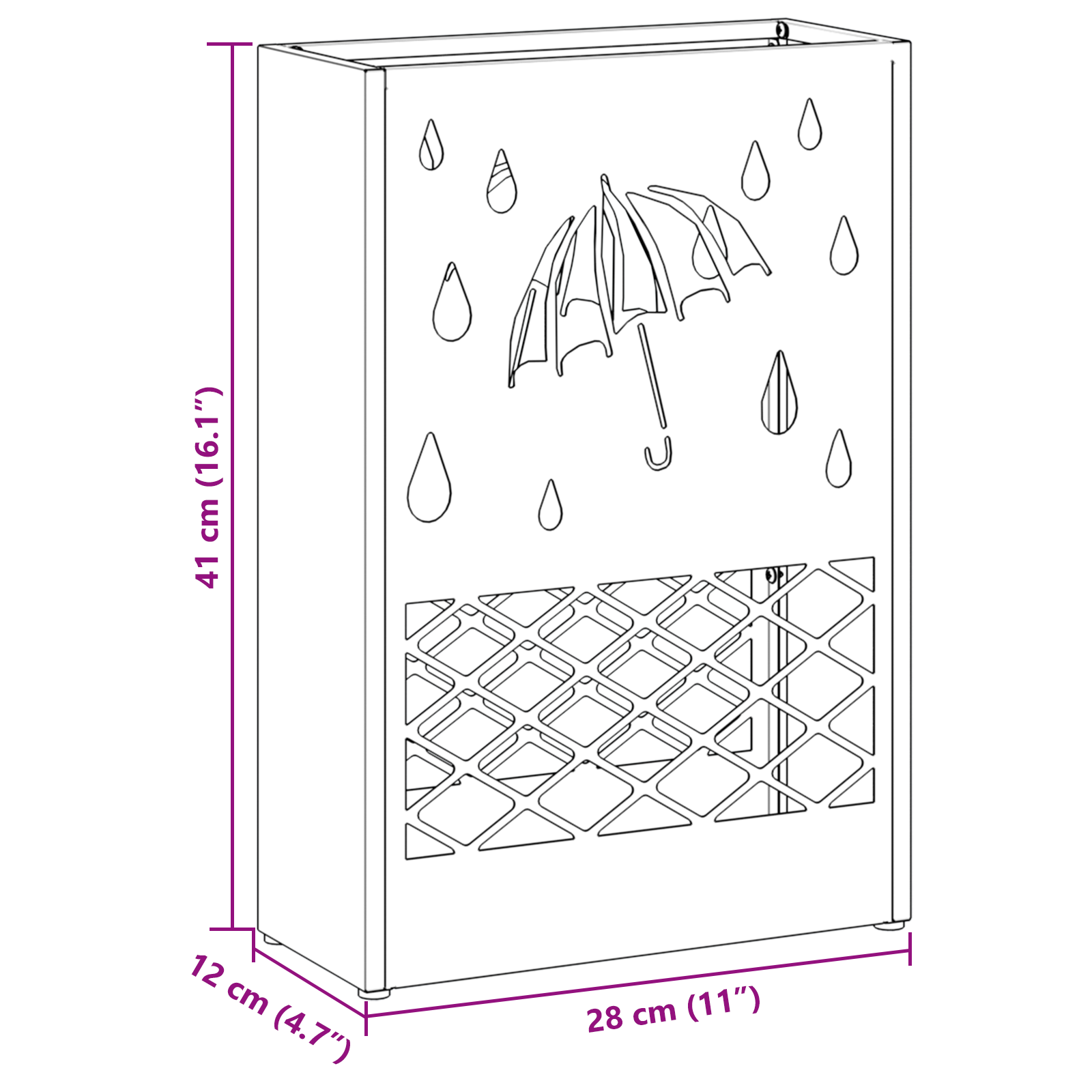 Umbrella Stand White Metal Medium Decorative Cut-Outs - Image 7