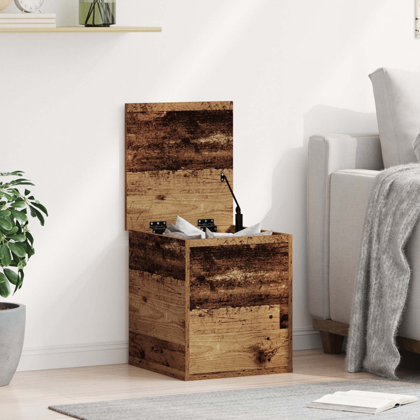 Storage Box Old Wood 40x42x46 cm Engineered Wood