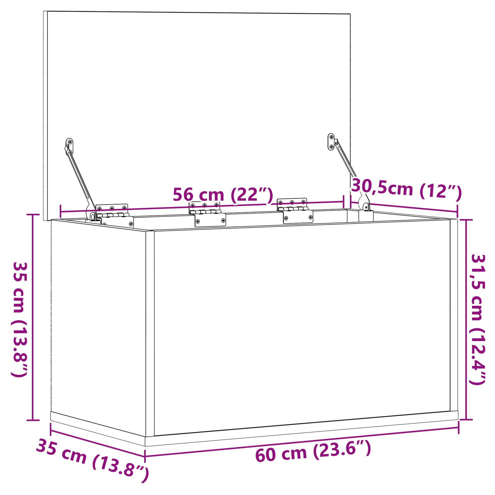 Storage Box with Lid Black Oak 60x35x35 cm Engineered Wood - Image 11