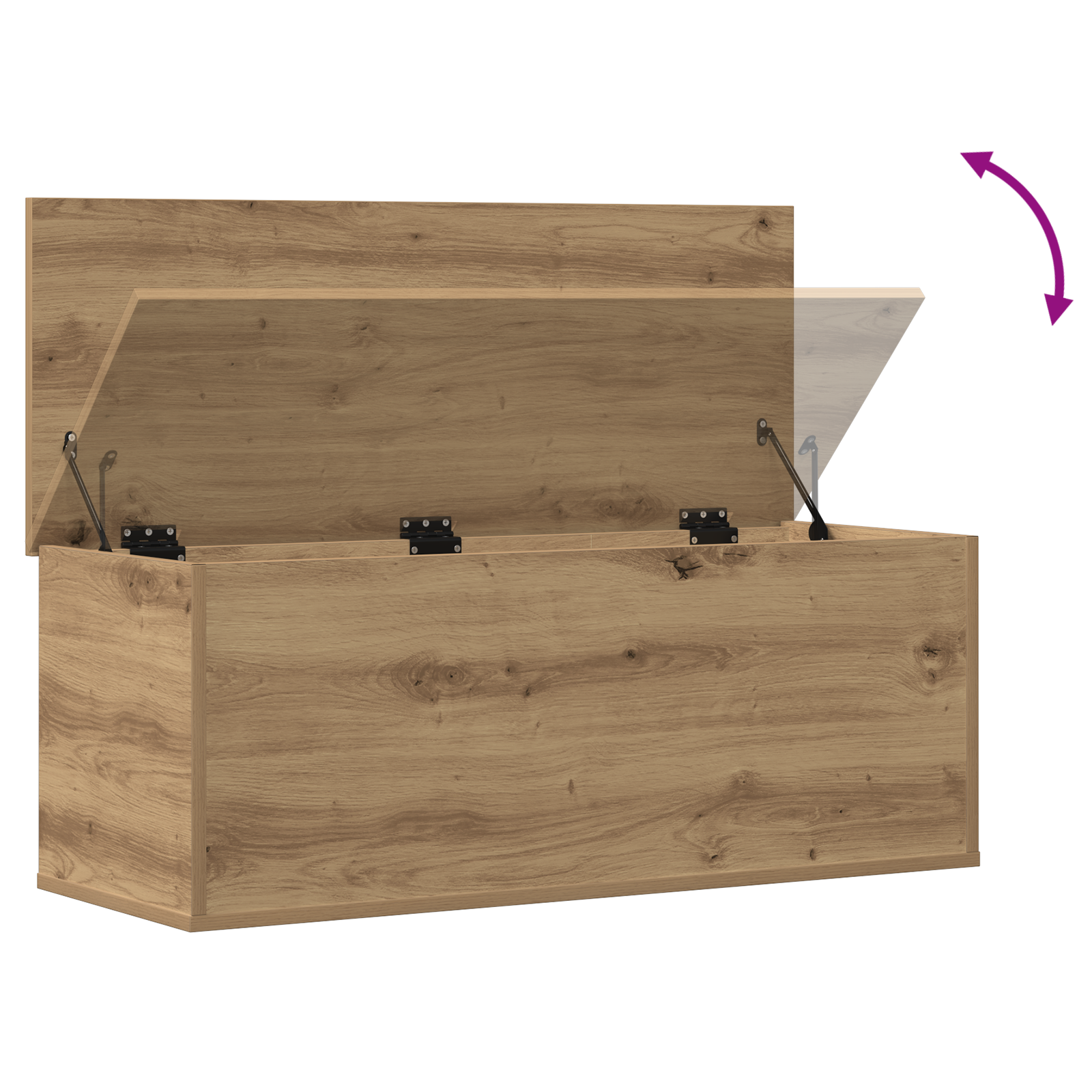 Storage Box in Artisan Oak - 90x35x35 cm, Made from Engineered Wood - Image 9