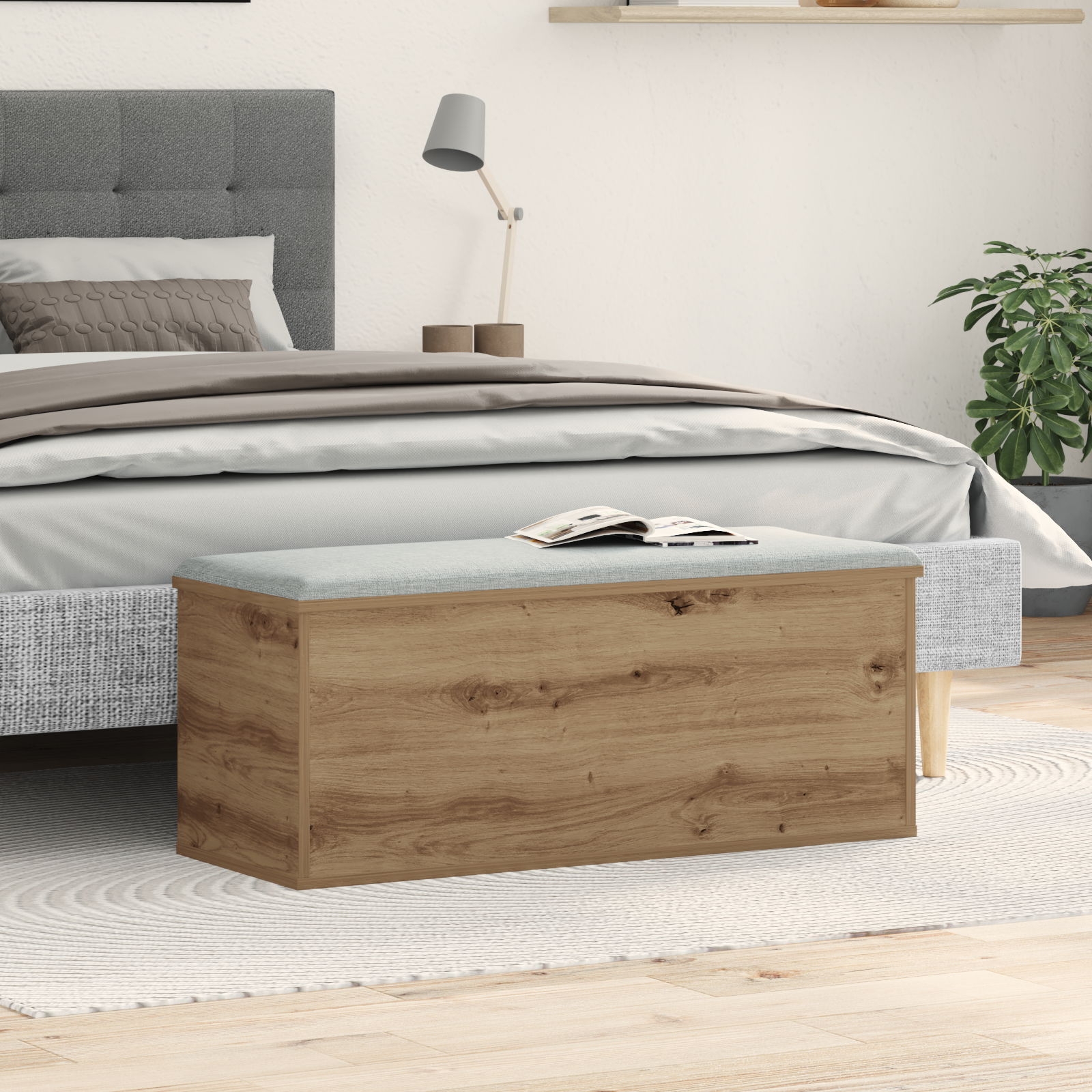 Storage Box in Artisan Oak - 90x35x35 cm, Made from Engineered Wood